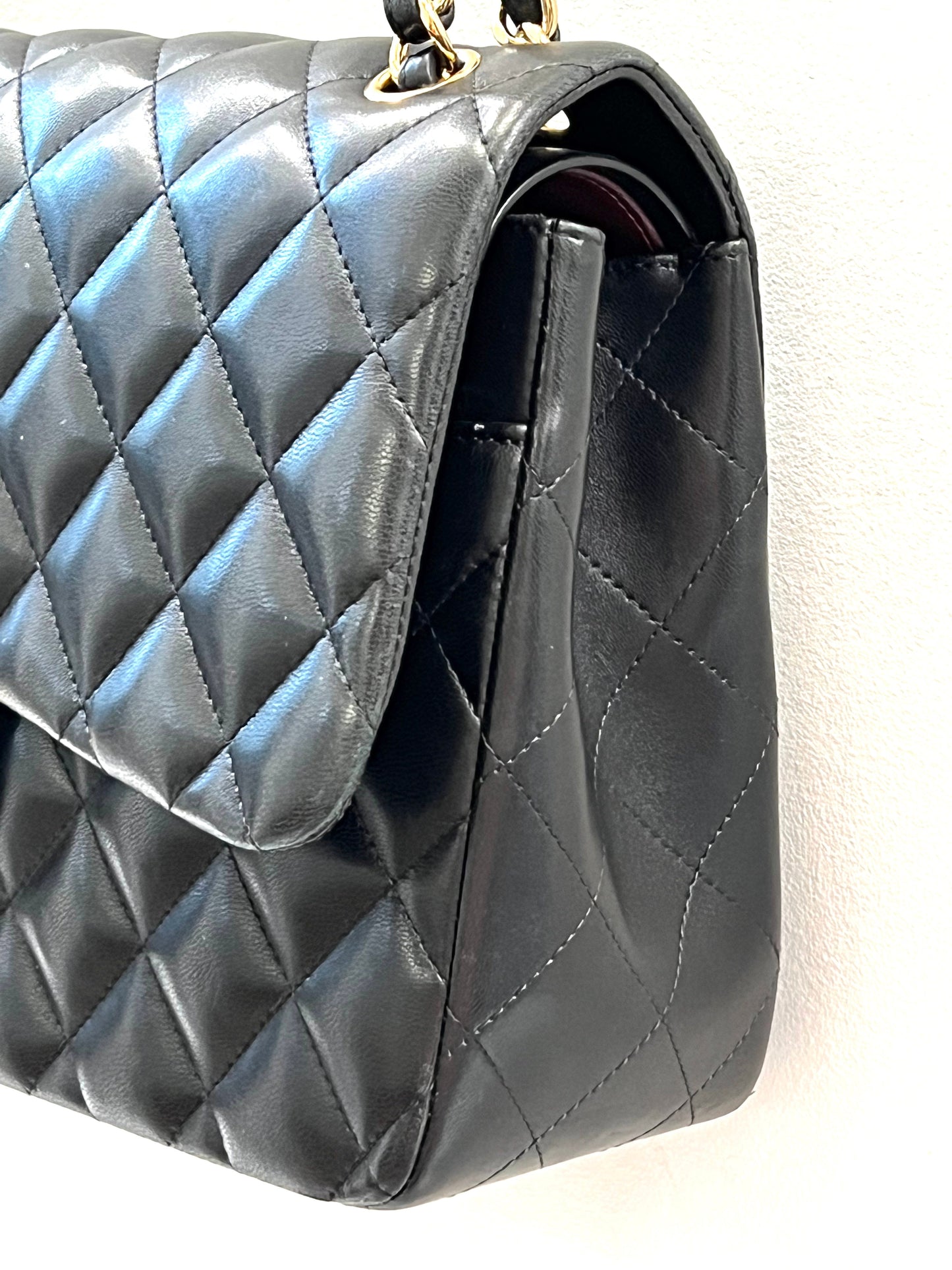 CHANEL QUILTED LAMBSKIN DOUBLE FLAP JUMBO BAG