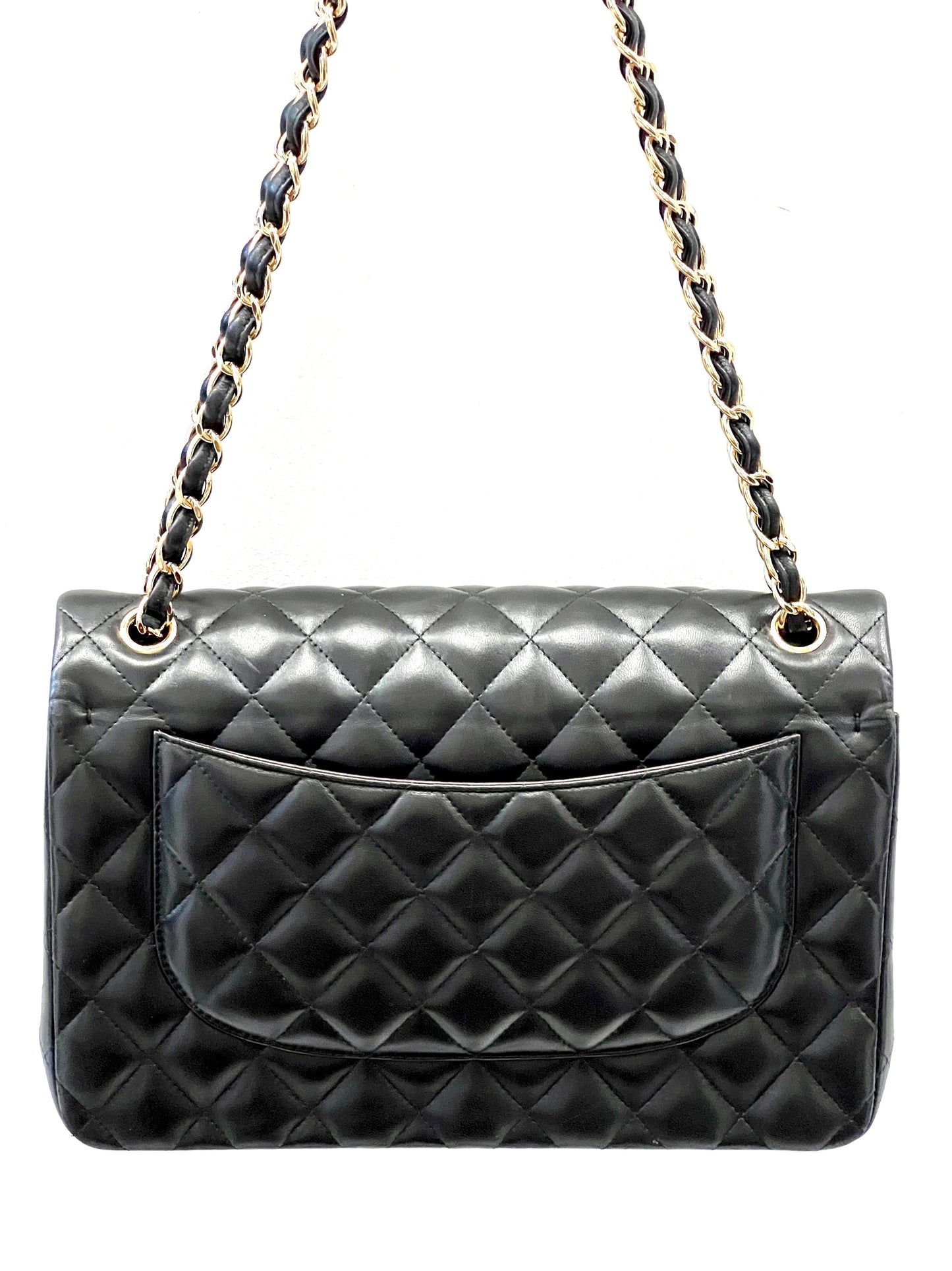CHANEL QUILTED LAMBSKIN DOUBLE FLAP JUMBO BAG