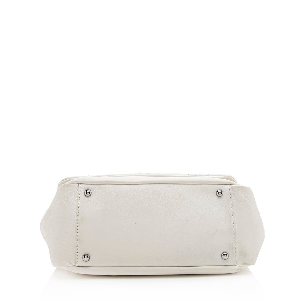Chanel Leather Diamond Stitched Accordion Flap Shoulder Bag (SHF-19723)