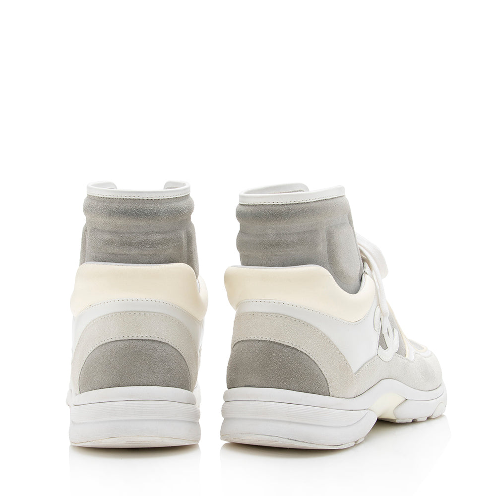 Chanel Leather Suede High Top Trainer Sneakers - Size 9 / 39 (SHF-16038)