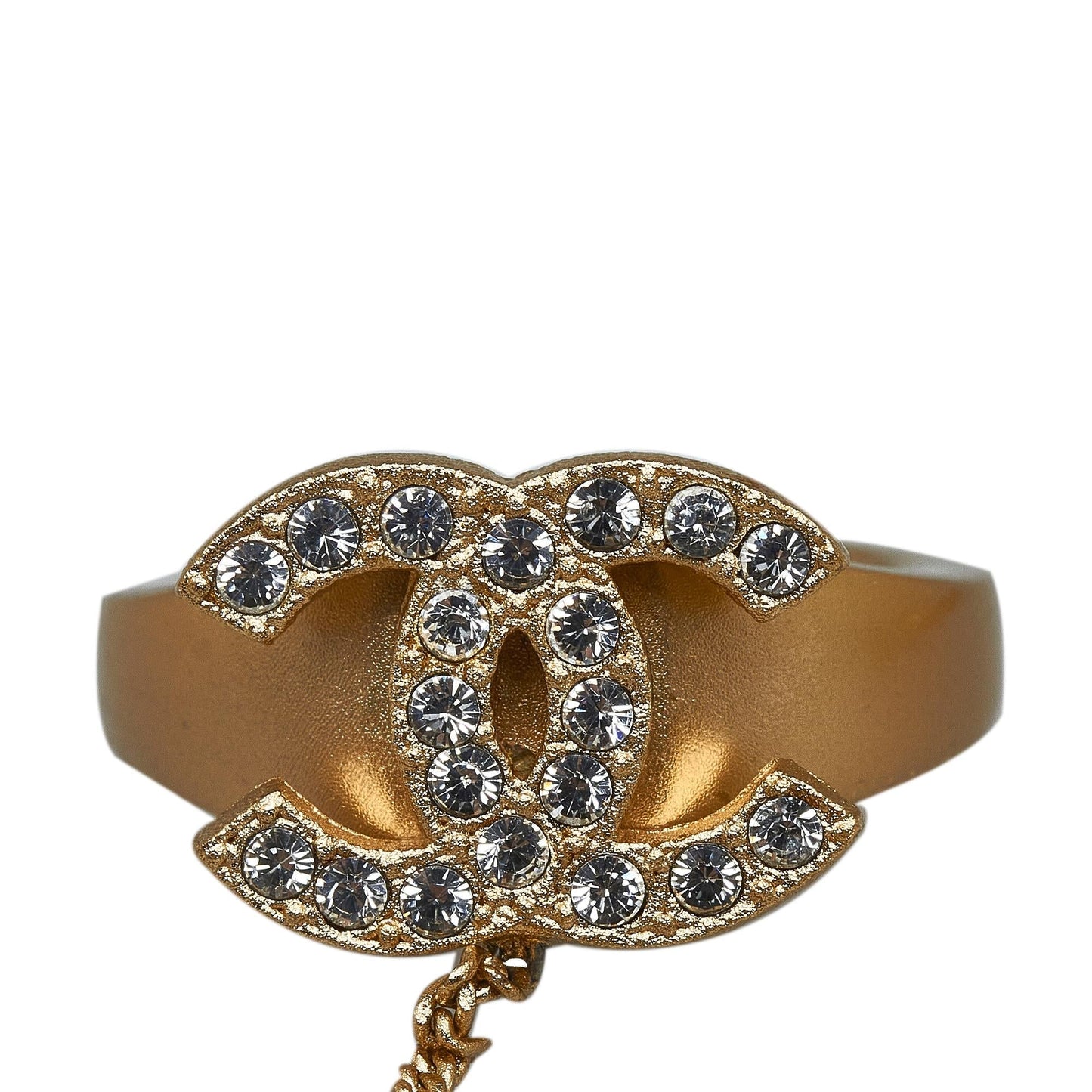 Chanel Logo Bangle with Chain Attached CC Crystal Ring (SHG-d5Ahz9)