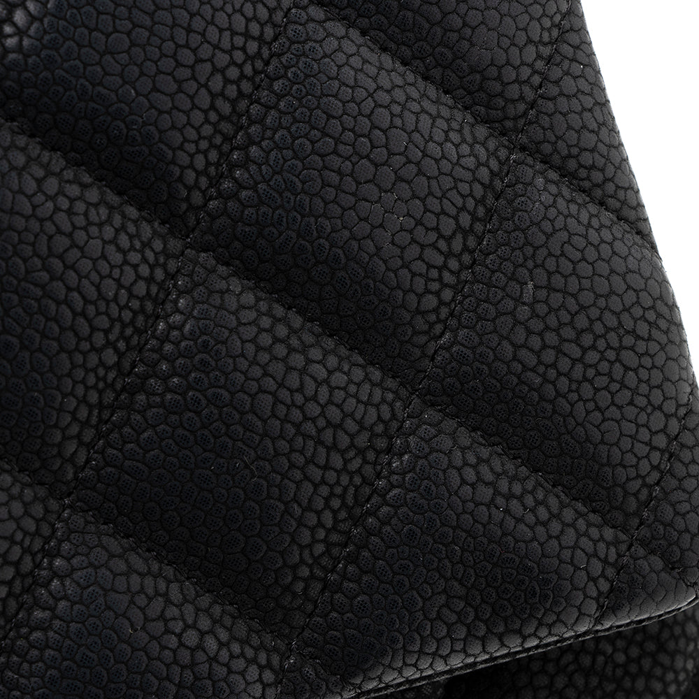 Chanel Matte Caviar Leather Chain Flap Clutch Bag (SHF-19570)