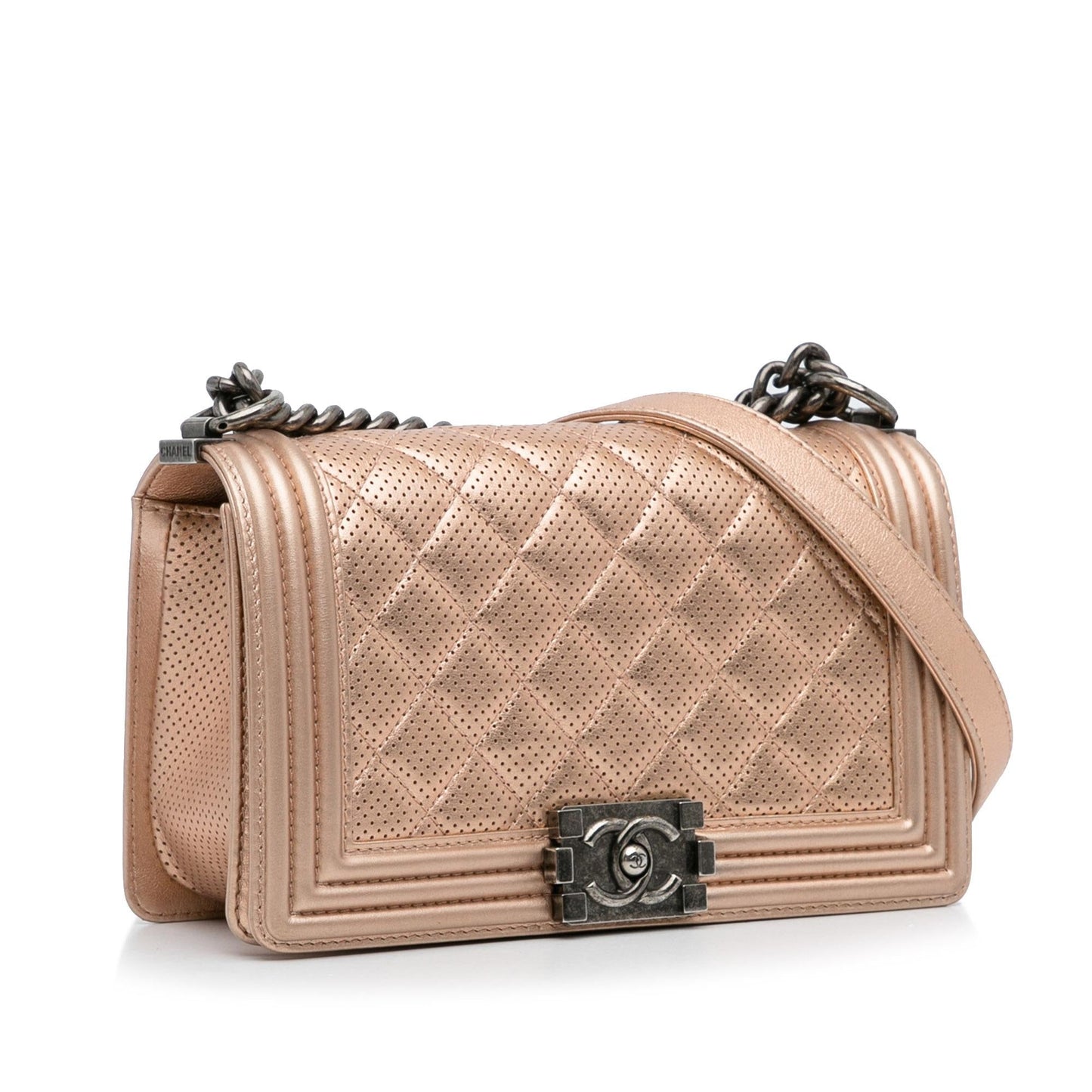 Chanel Medium Perforated Lambskin Boy Flap (SHG-Fd6Dnd)