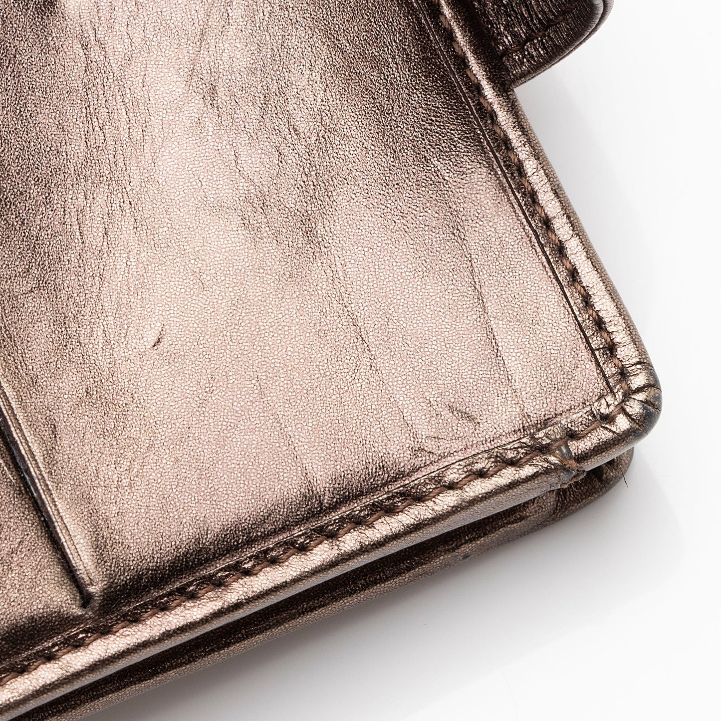 Chanel Metallic Lambskin Ligne Cambon French Purse Wallet (SHF-7hjblw)