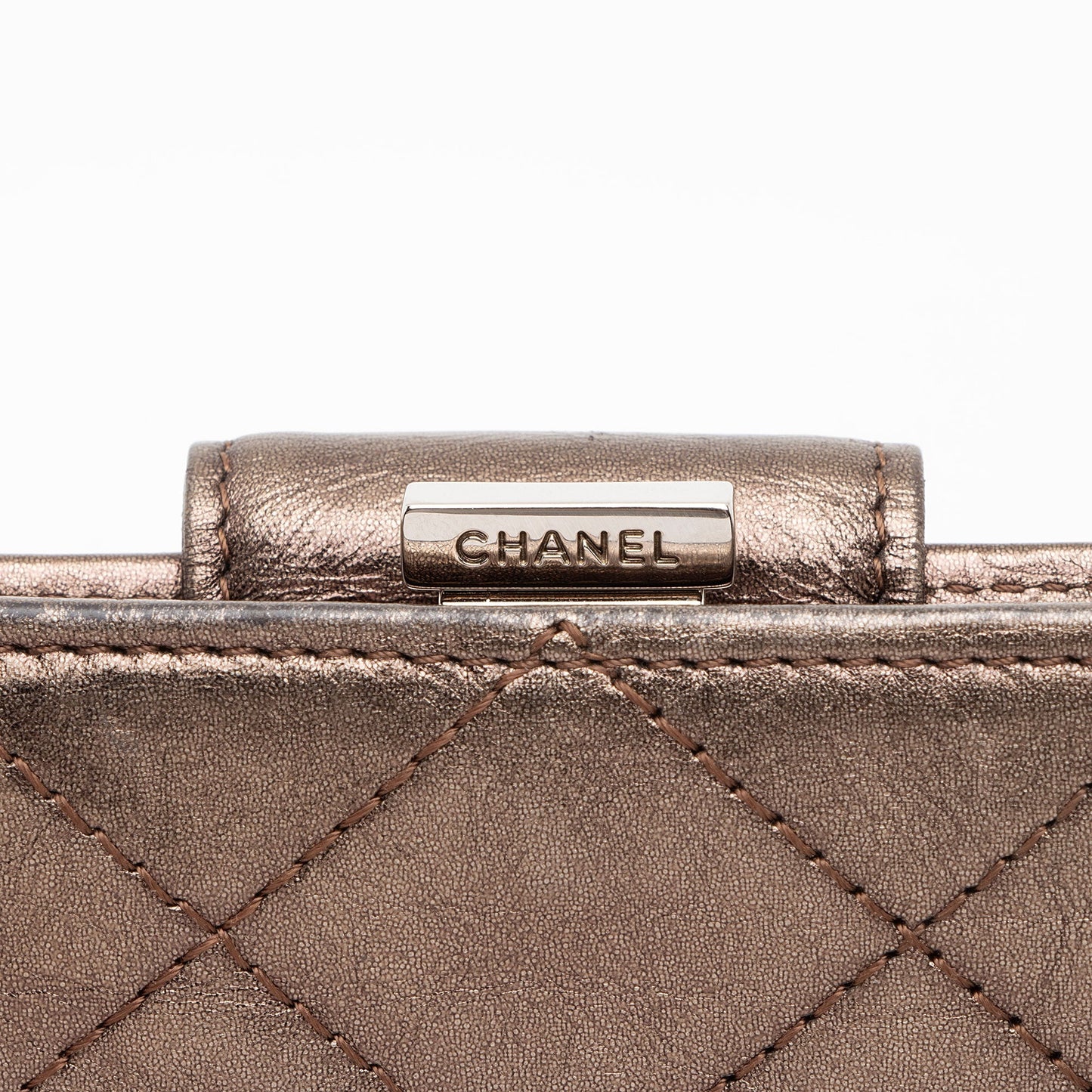 Chanel Metallic Lambskin Ligne Cambon French Purse Wallet (SHF-7hjblw)
