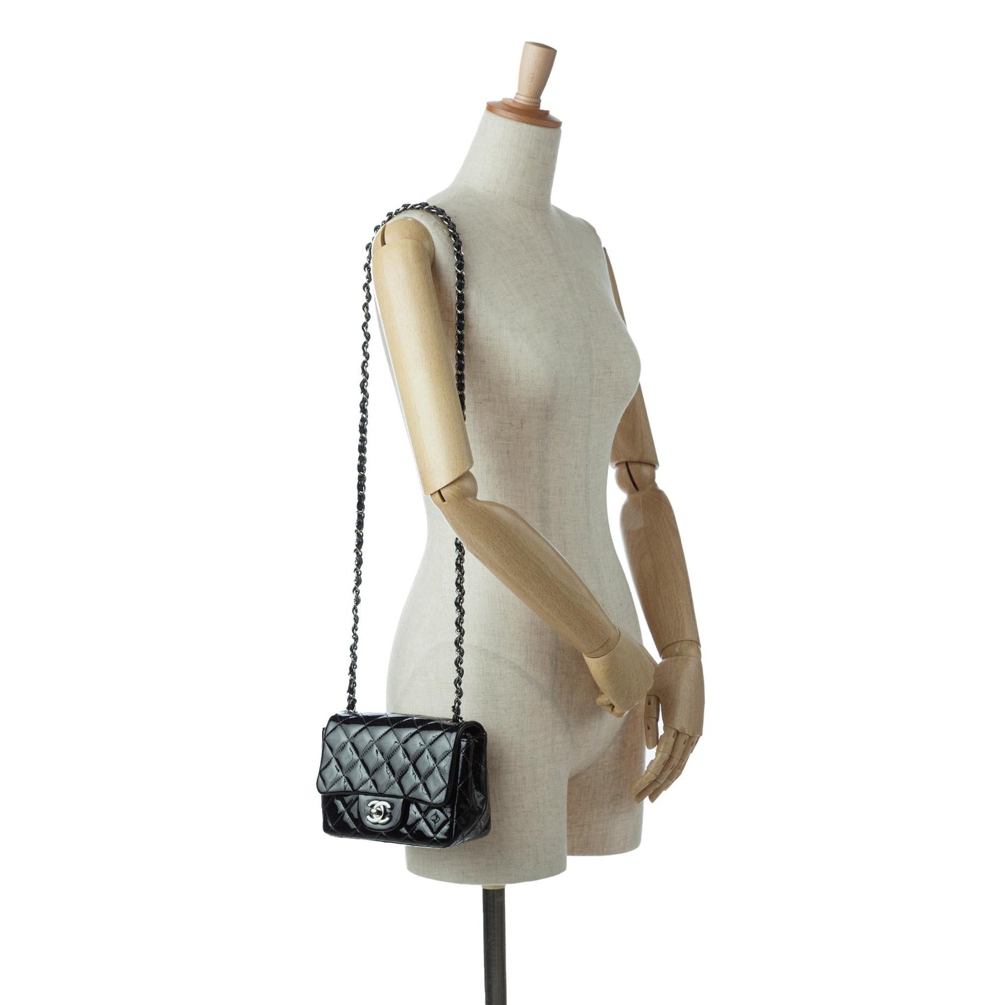 Chanel Mini Classic Square Patent Single Flap (SHG-rUMkrs)