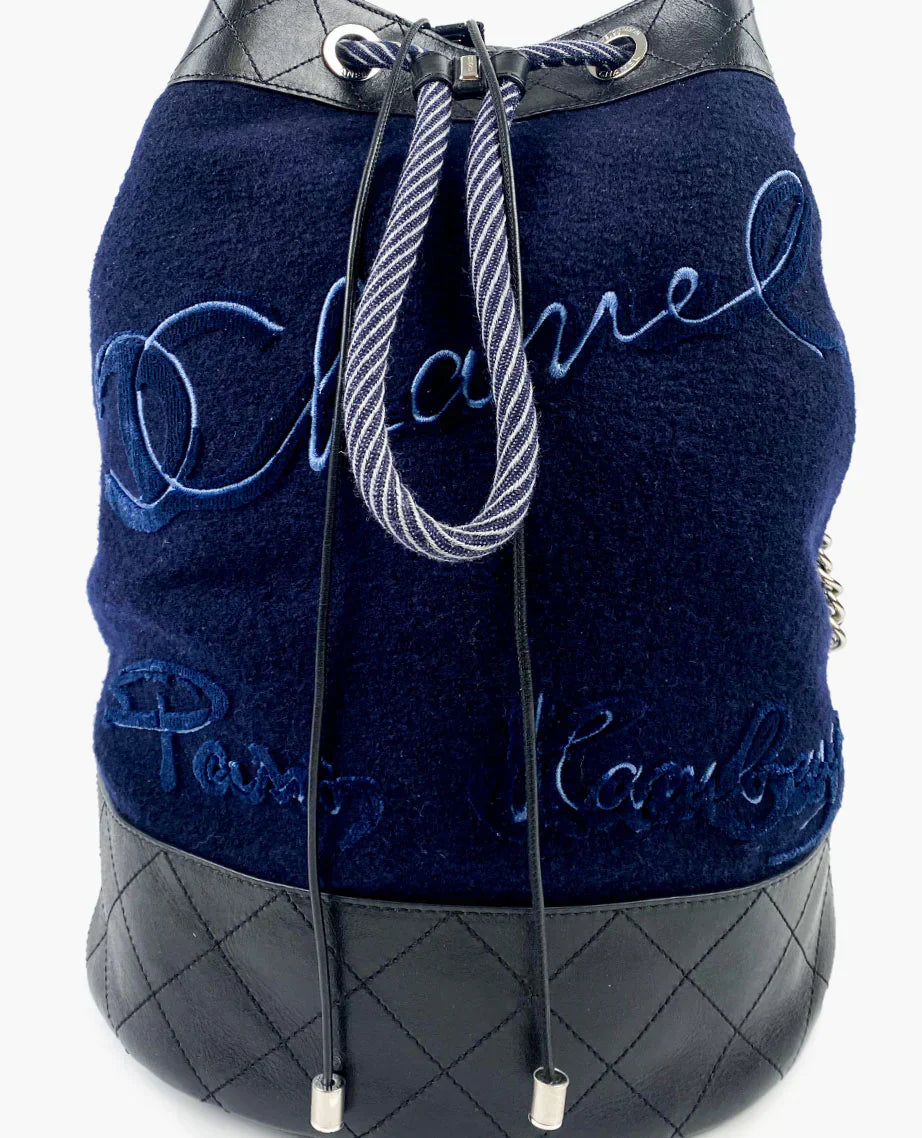 Chanel Sac Seau Paris-Hamburg en laine bleu