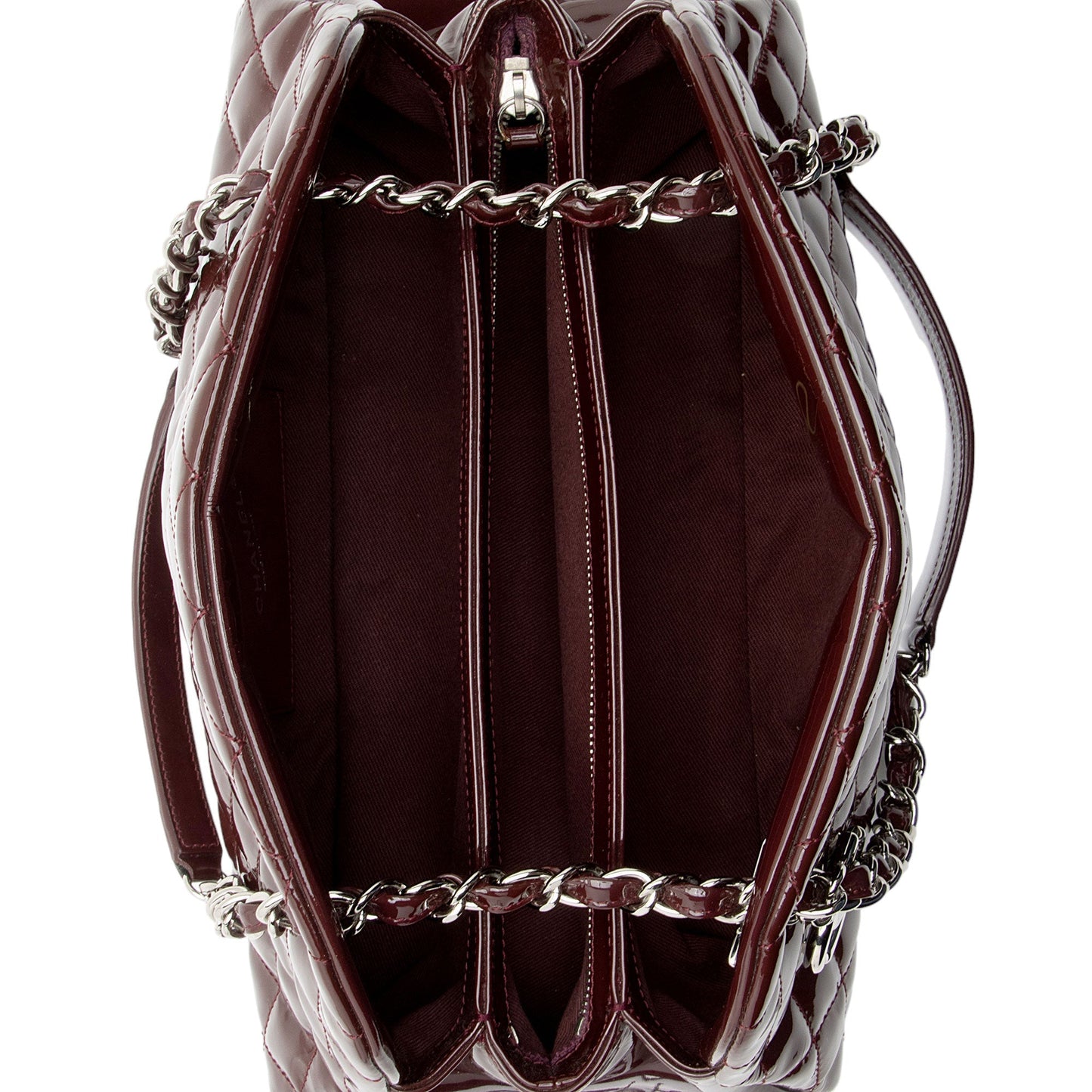 Chanel Patent Leather Just Mademoiselle Bowler Bag (SHF-HKPpy4)