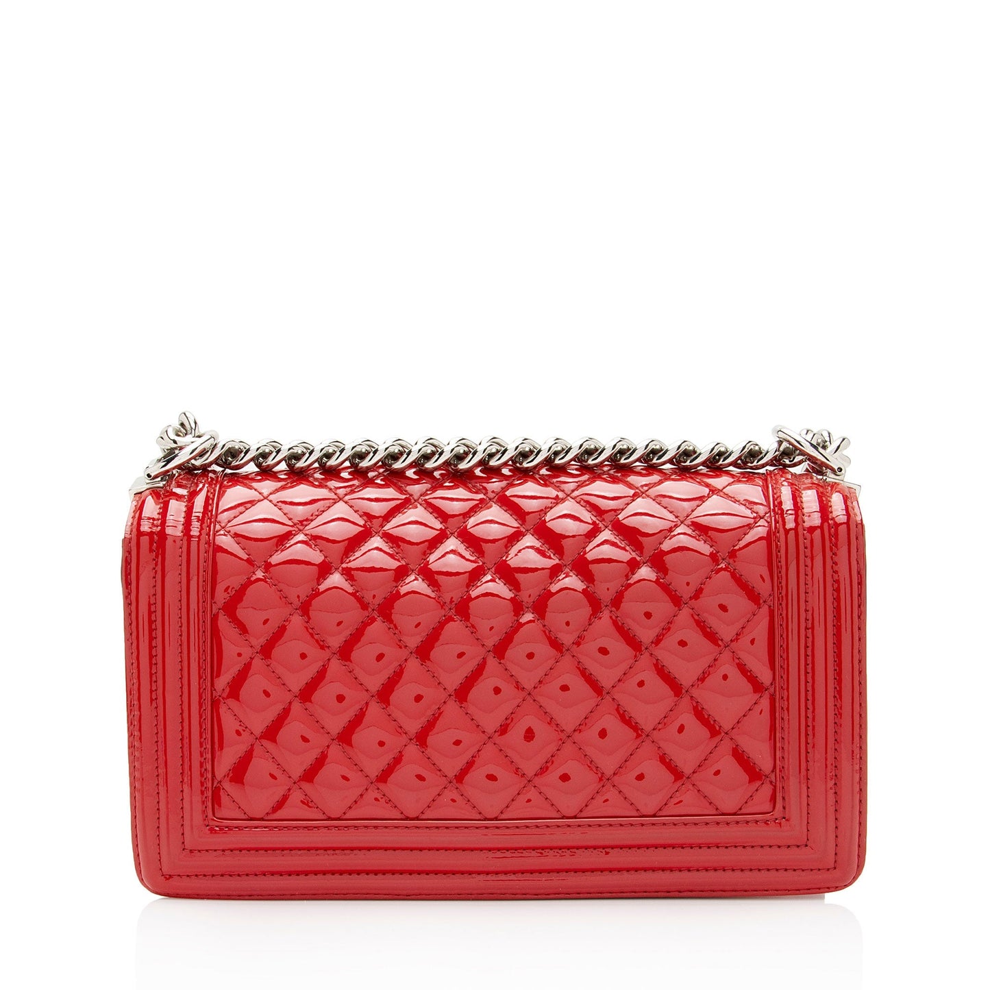 Chanel Patent Leather Plexiglass Old Medium Boy Bag (SHF-ysM1xr)