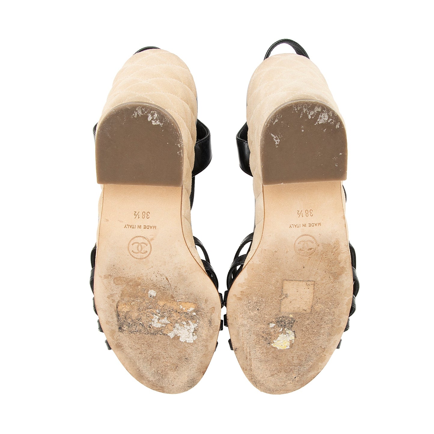 Chanel Patent Leather Quilted Medallion Sandals - Size 8.5 / 38.5 (SHF-thQWhC)