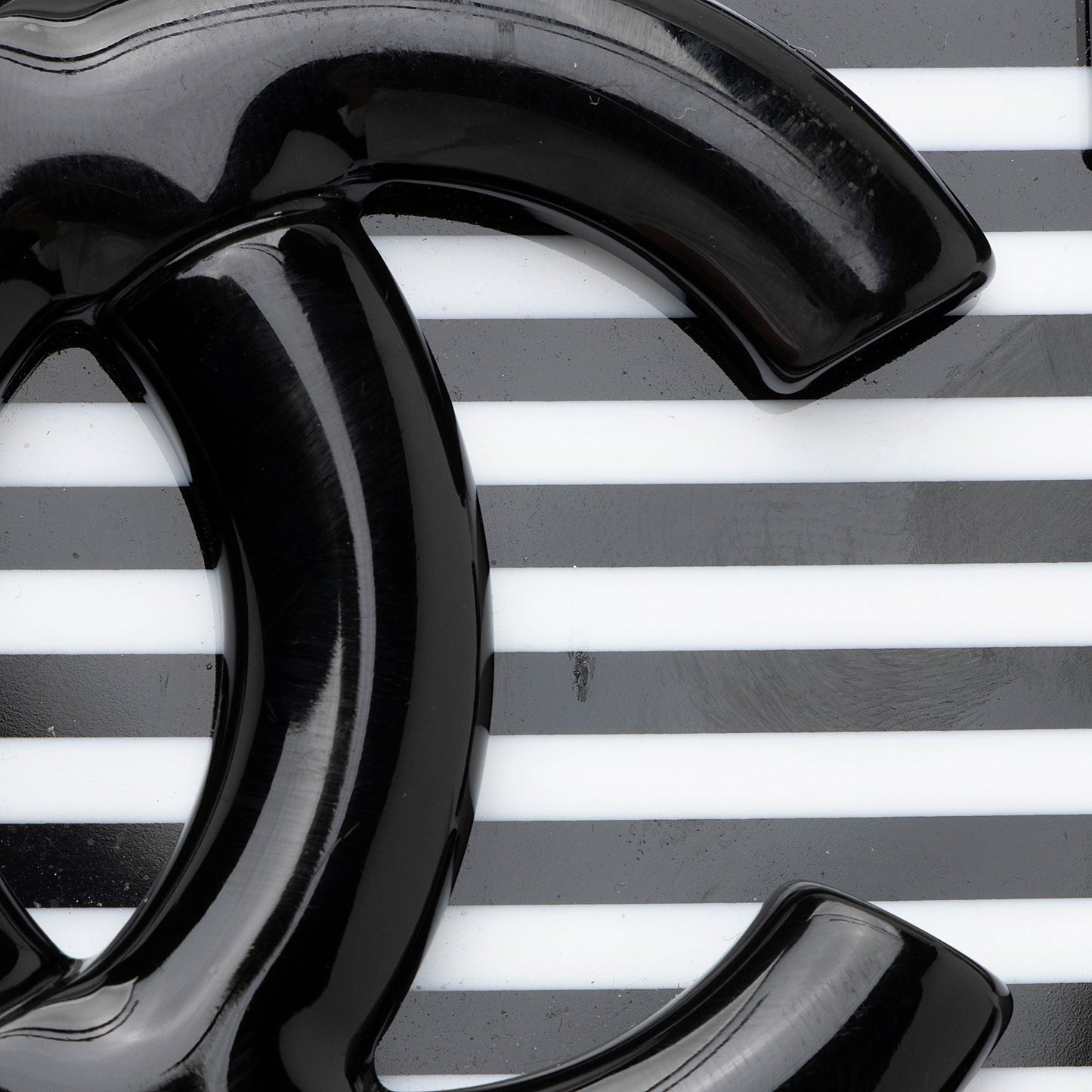 Chanel Patent Leather Striped Plexiglass Brick Boy Mini Flap Bag (SHF-0FlNDK)