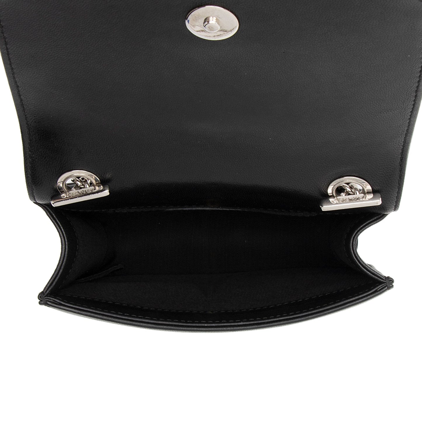 Chanel Patent Leather Striped Plexiglass Brick Boy Mini Flap Bag (SHF-0FlNDK)