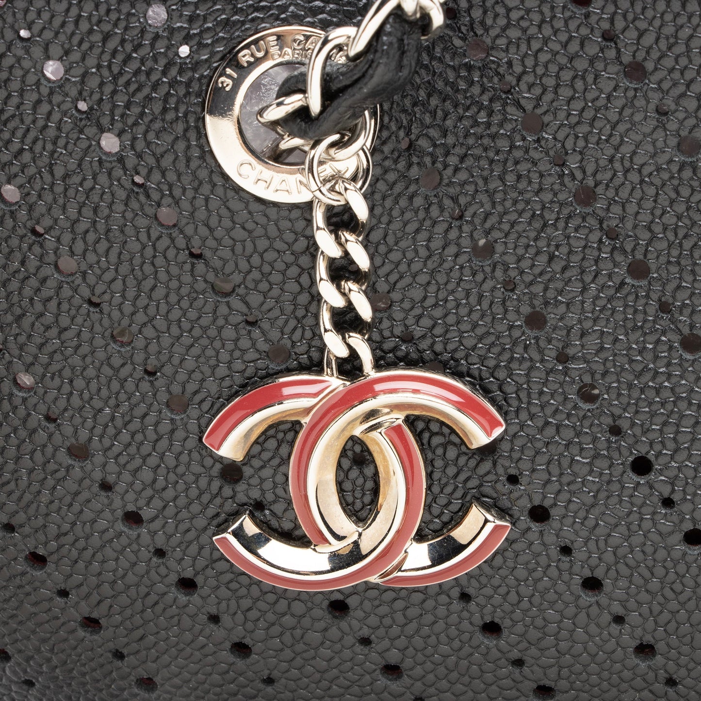Chanel Perforated Caviar Leather CC Shopping Tote (SHF-23460)