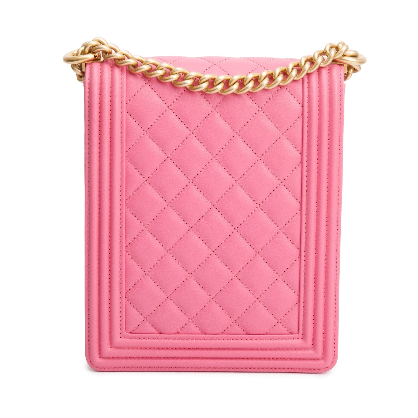 Chanel Pink Lambskin Leather North/South Boy Bag w/ Authenticity
