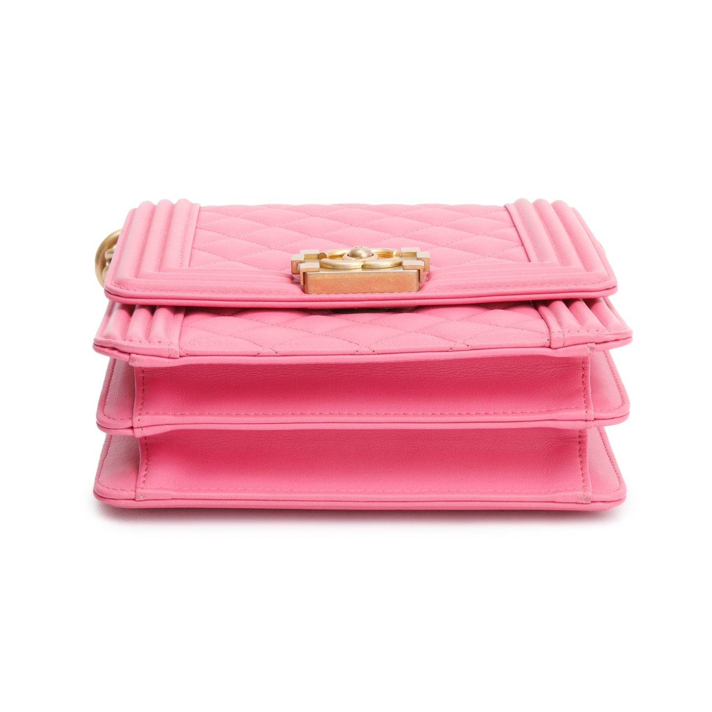 Chanel Pink Lambskin Leather North/South Boy Bag w/ Authenticity