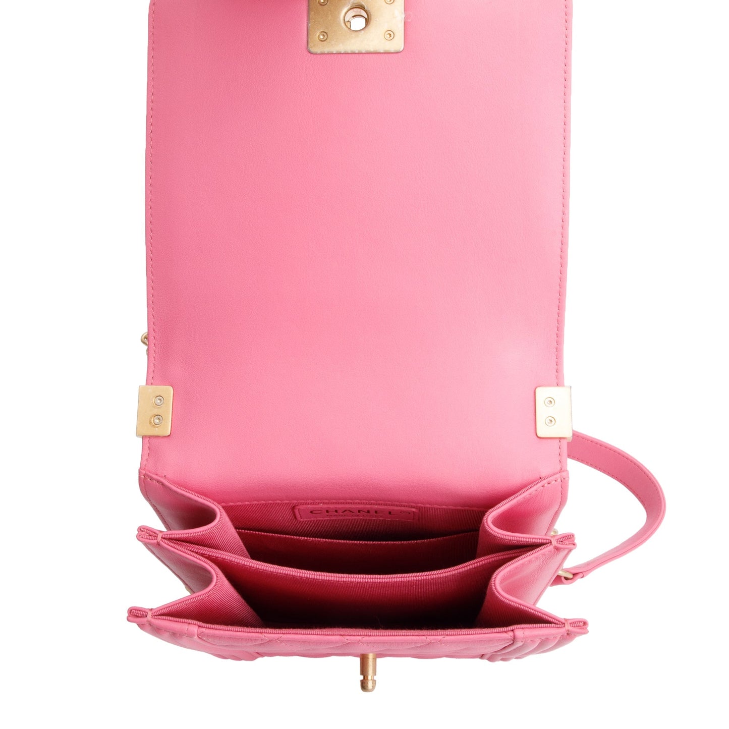 Chanel Pink Lambskin Leather North/South Boy Bag w/ Authenticity