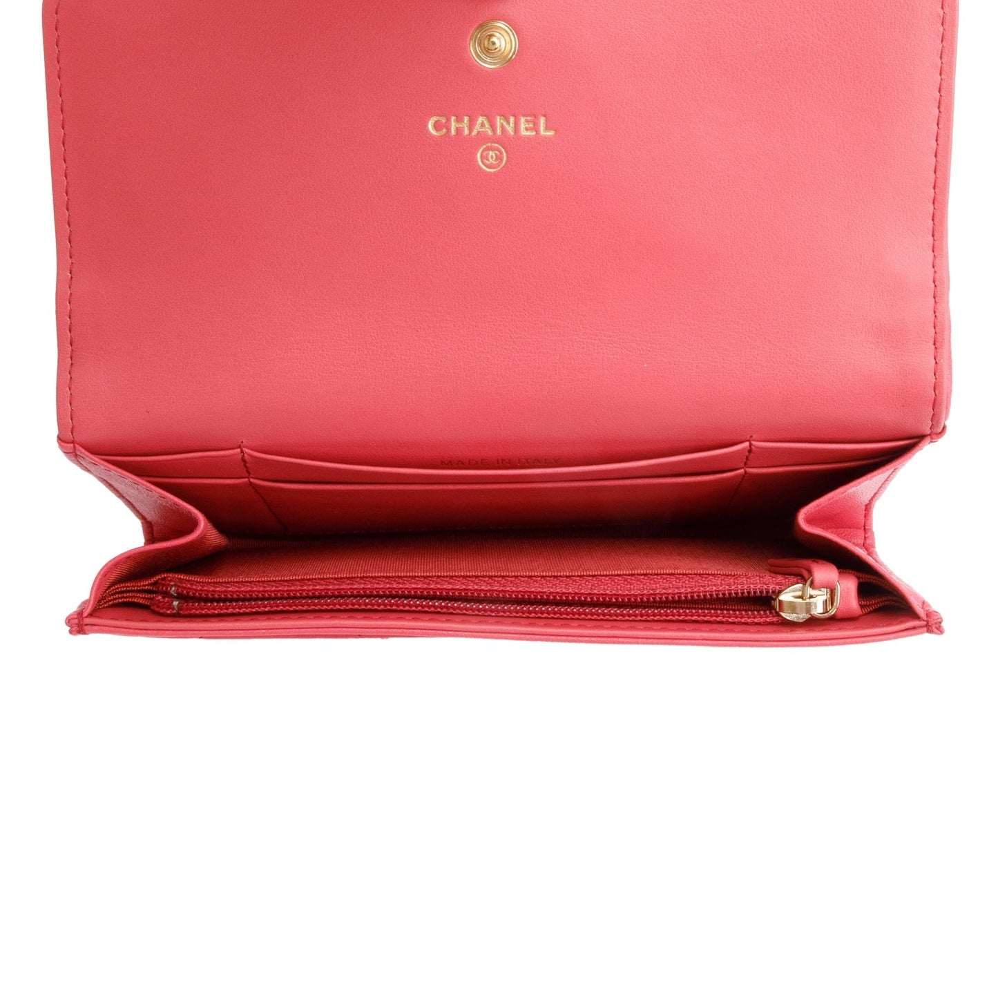 Chanel Pink Leather 19 Flap Wallet W/ Box & Authenticity Card