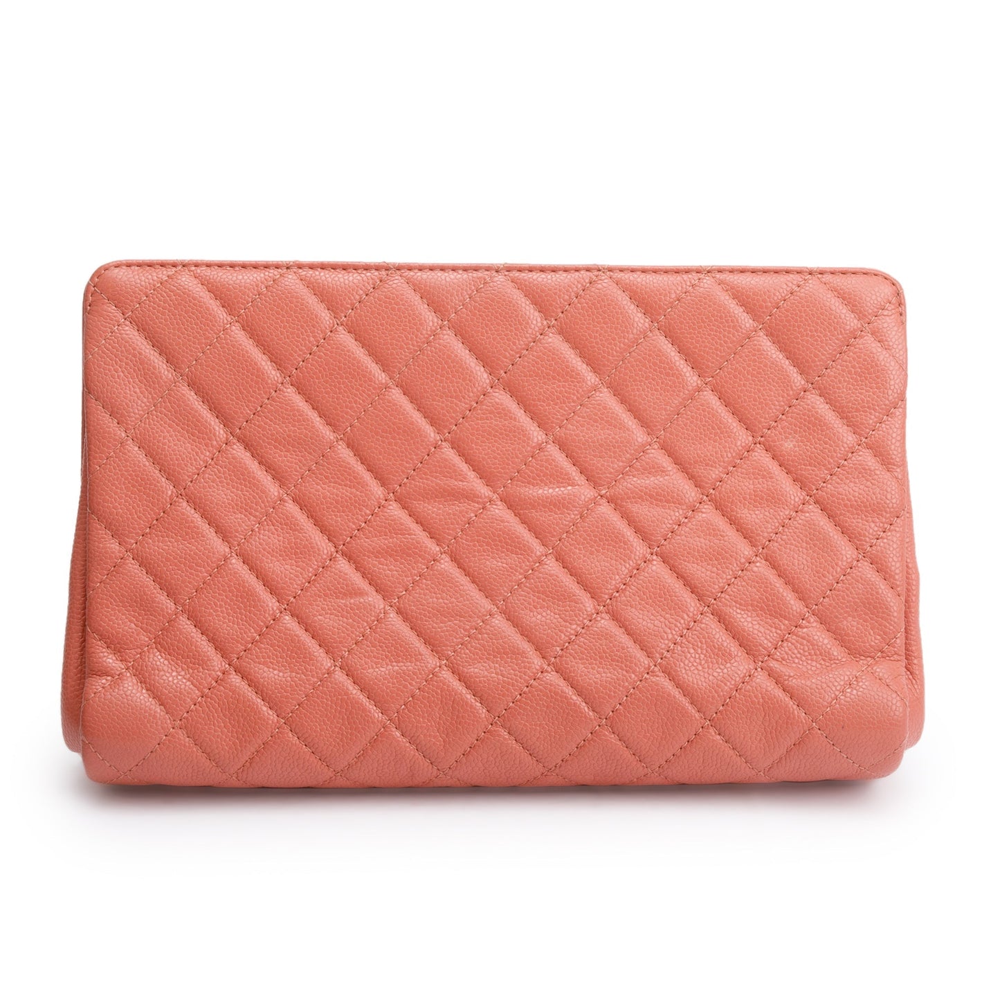 Chanel Pink Quilted Caviar Leather Timeless CC Frame Clutch