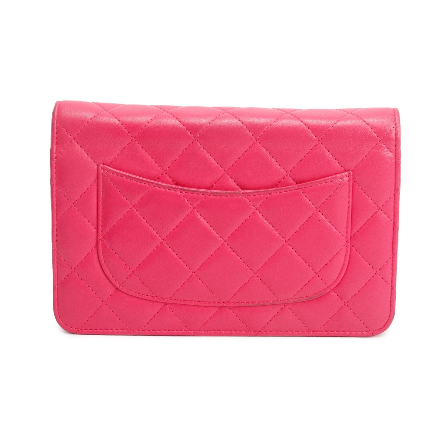 Chanel Pink Quilted Lambskin Leather Classic Wallet on Chain w/ Authenticity Card