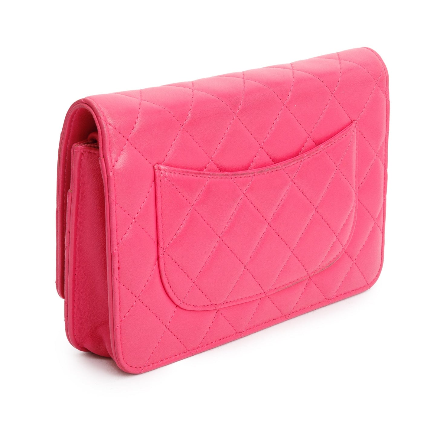 Chanel Pink Quilted Lambskin Leather Classic Wallet on Chain w/ Authenticity Card