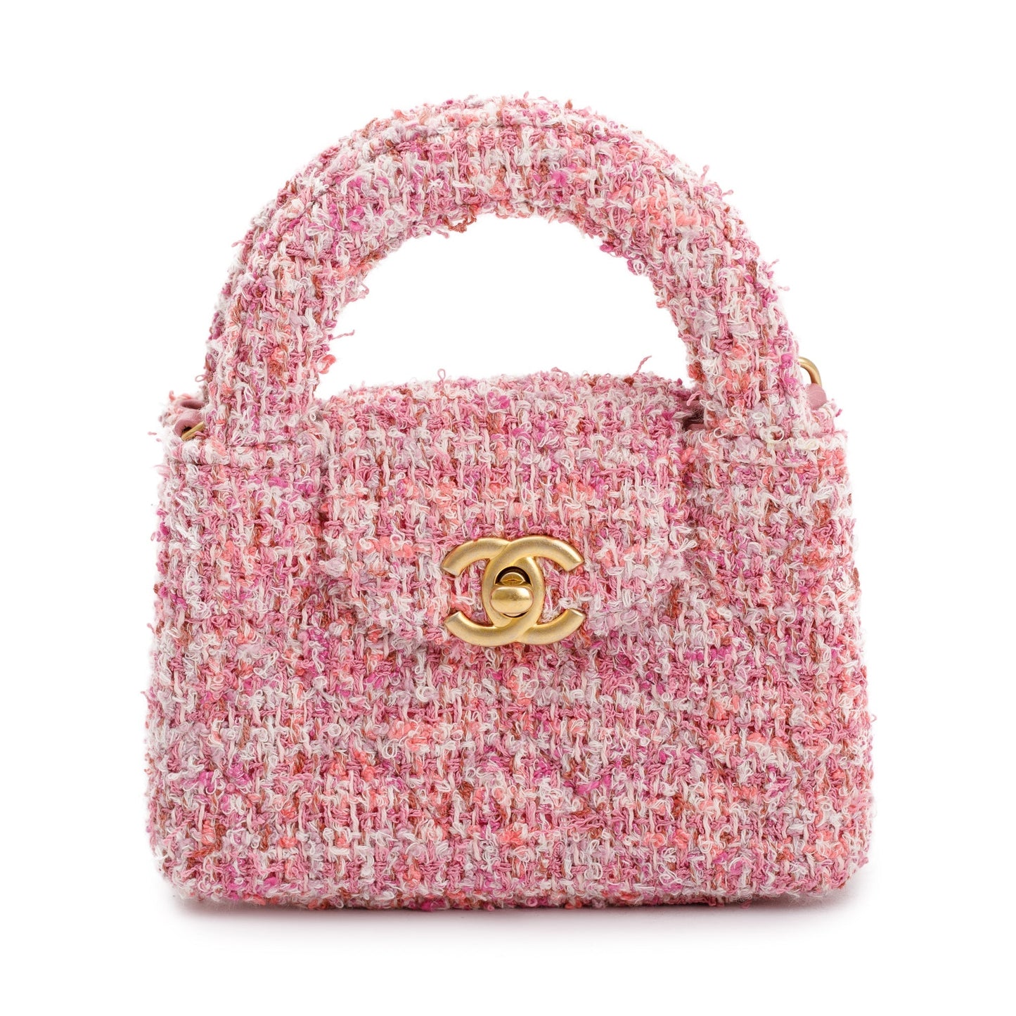 Chanel Pink Tweed Nano Kelly Shopper w/ Box