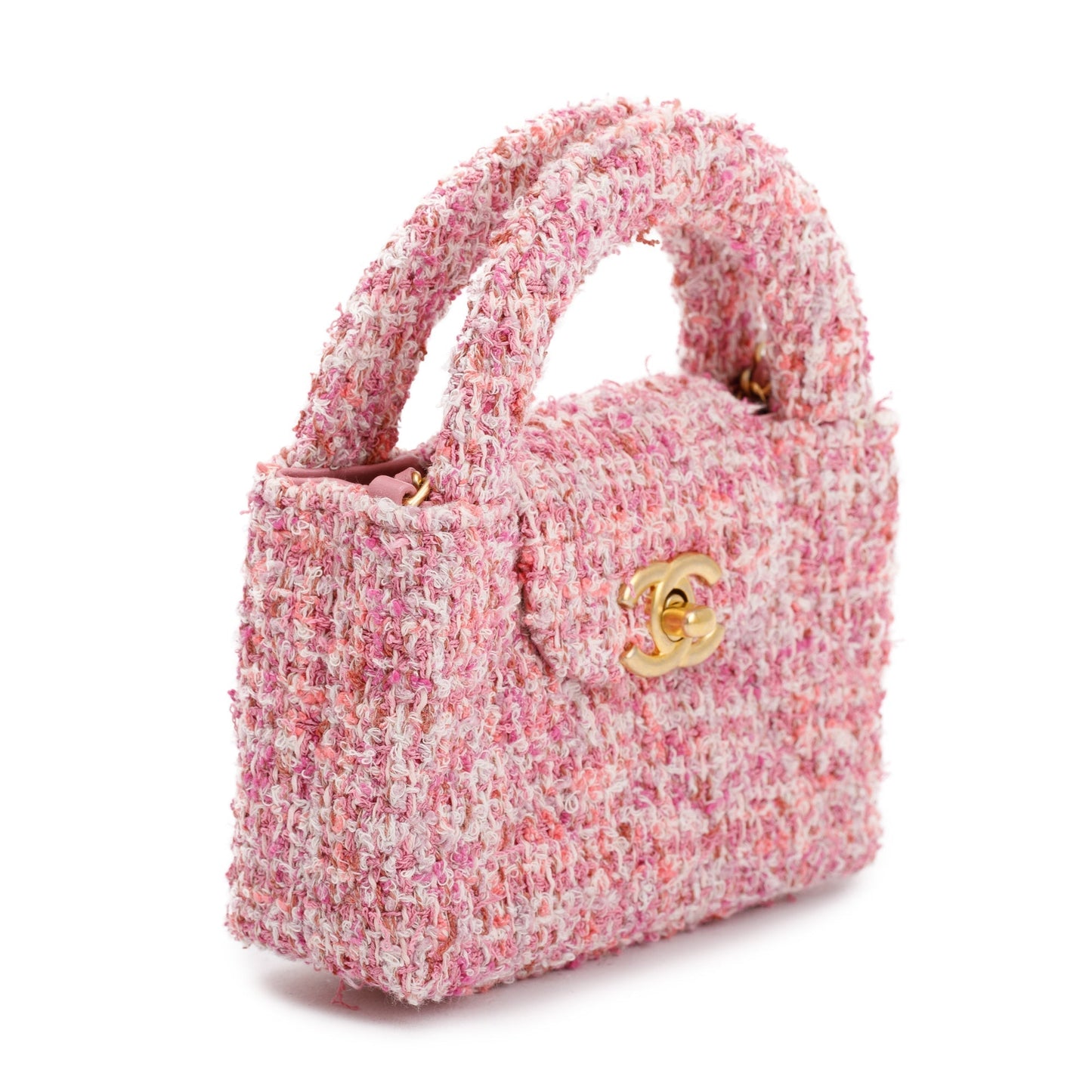 Chanel Pink Tweed Nano Kelly Shopper w/ Box