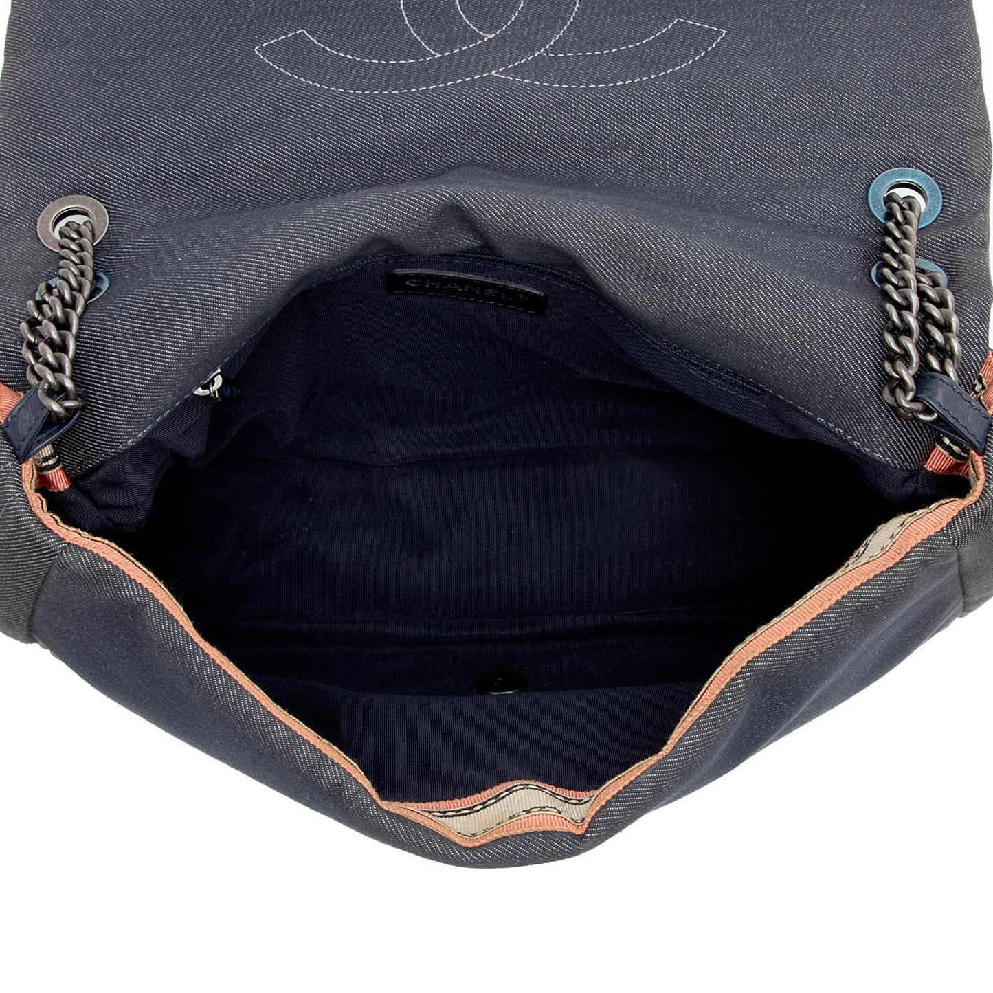 Chanel Pleated Denim Turtle Flap Bag (SHF-2bTG49)