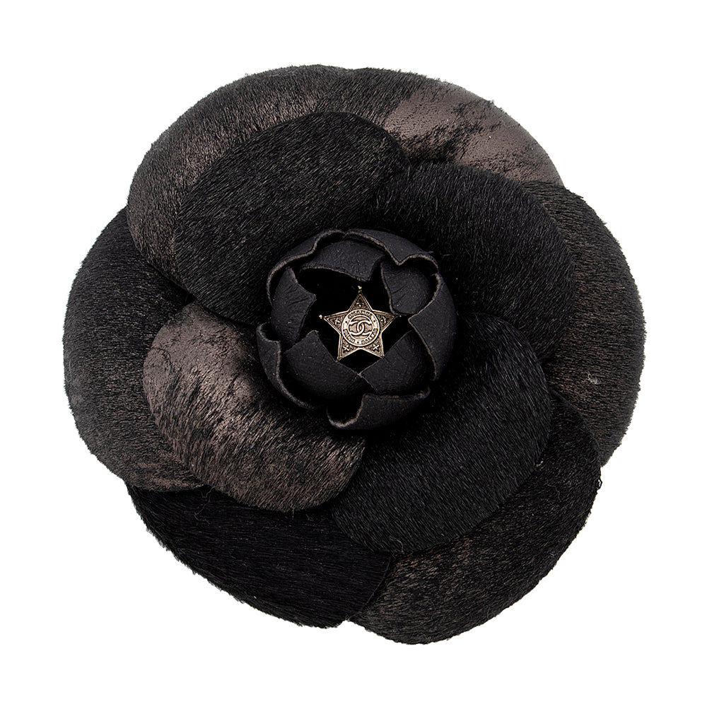 Chanel Pony Hair Camellia Brooch - FINAL SALE (SHF-18552)