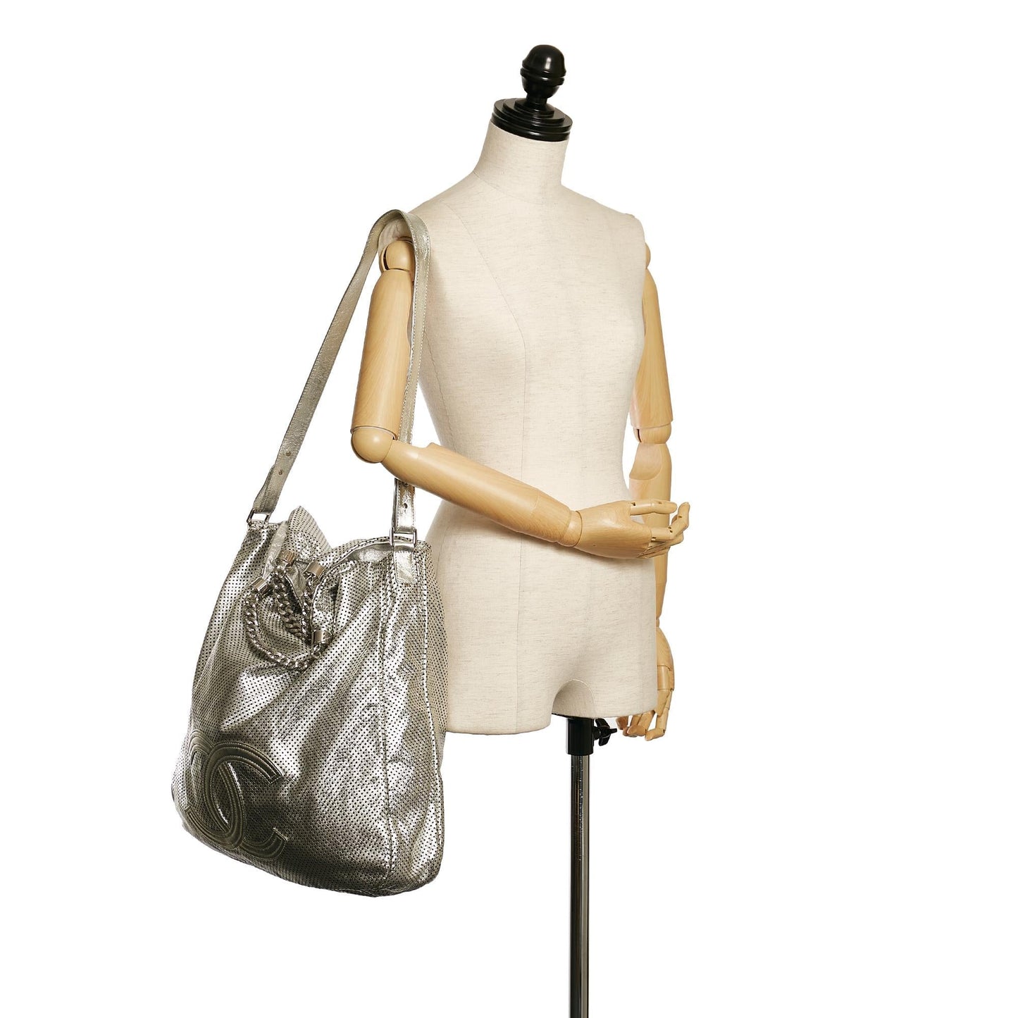 Chanel Punching Perforated Leather Satchel (SHG-34243)