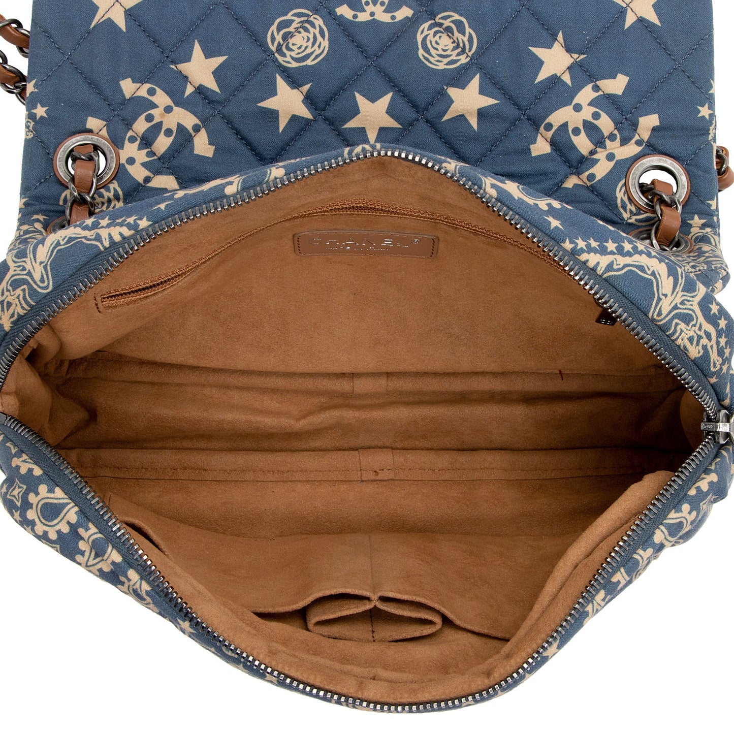 Chanel Quilted Canvas Paris-Dallas Bandana Medium Flap Bag (SHF-22933)