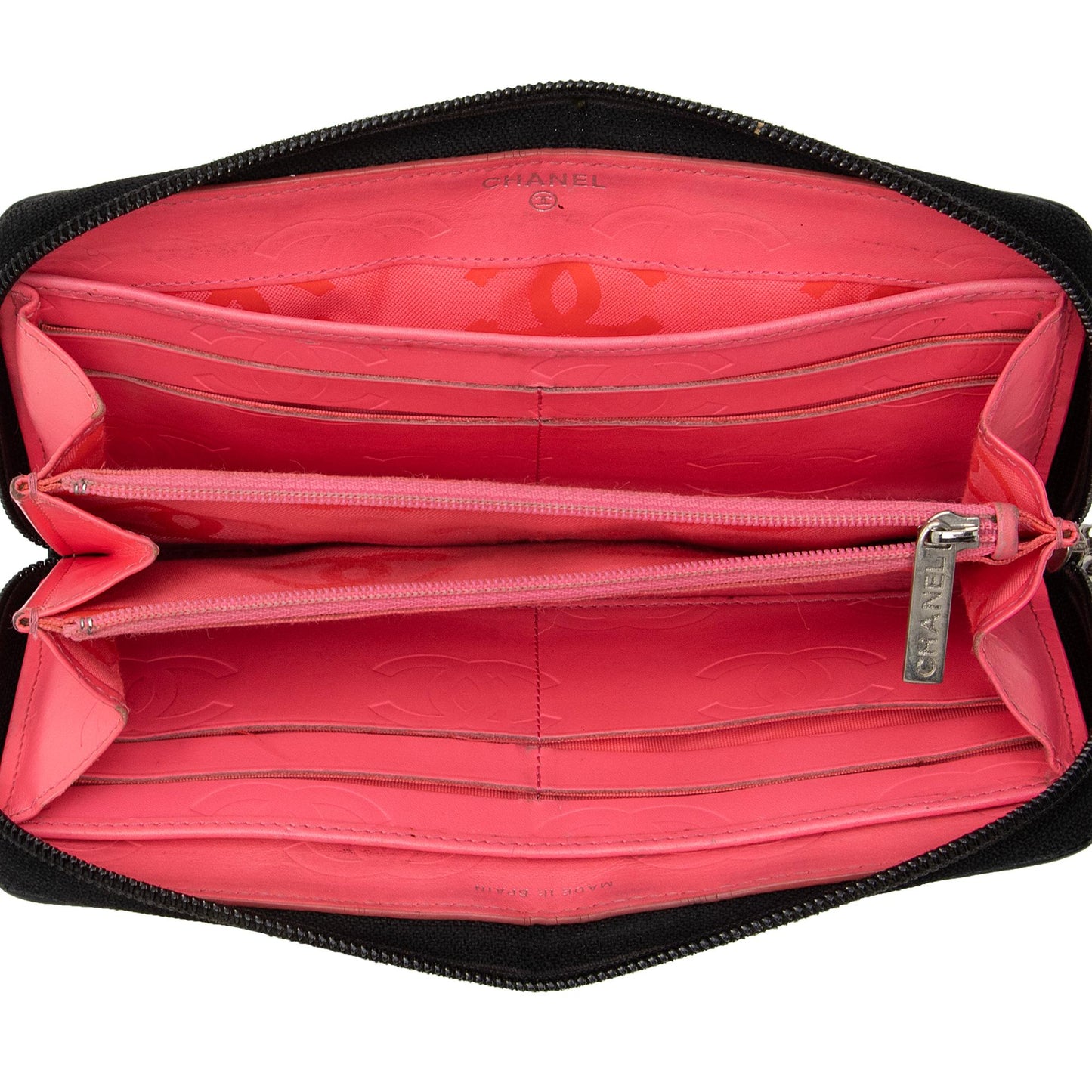 Chanel Quilted Lambskin Ligne Cambon Zip Around Wallet (SHF-zKBMJT)