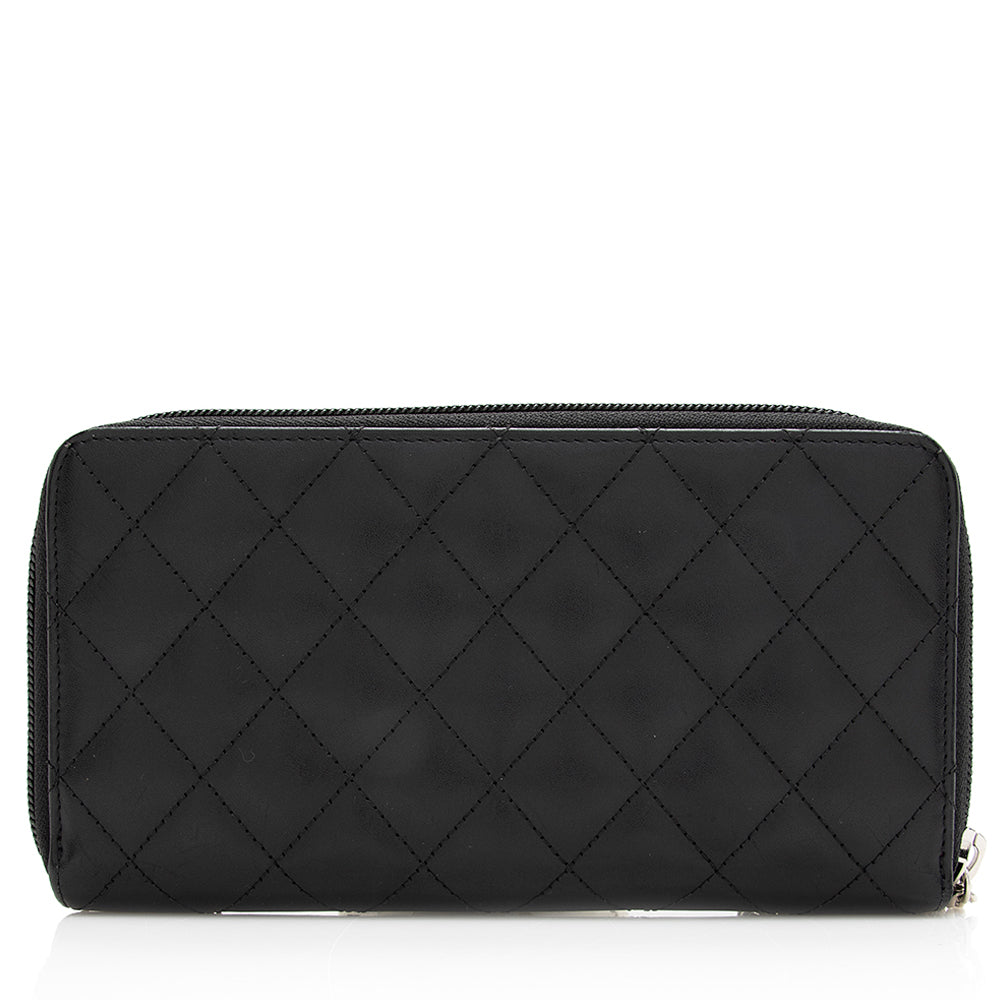 Chanel Quilted Lambskin Ligne Cambon Zip Wallet (SHF-20078)