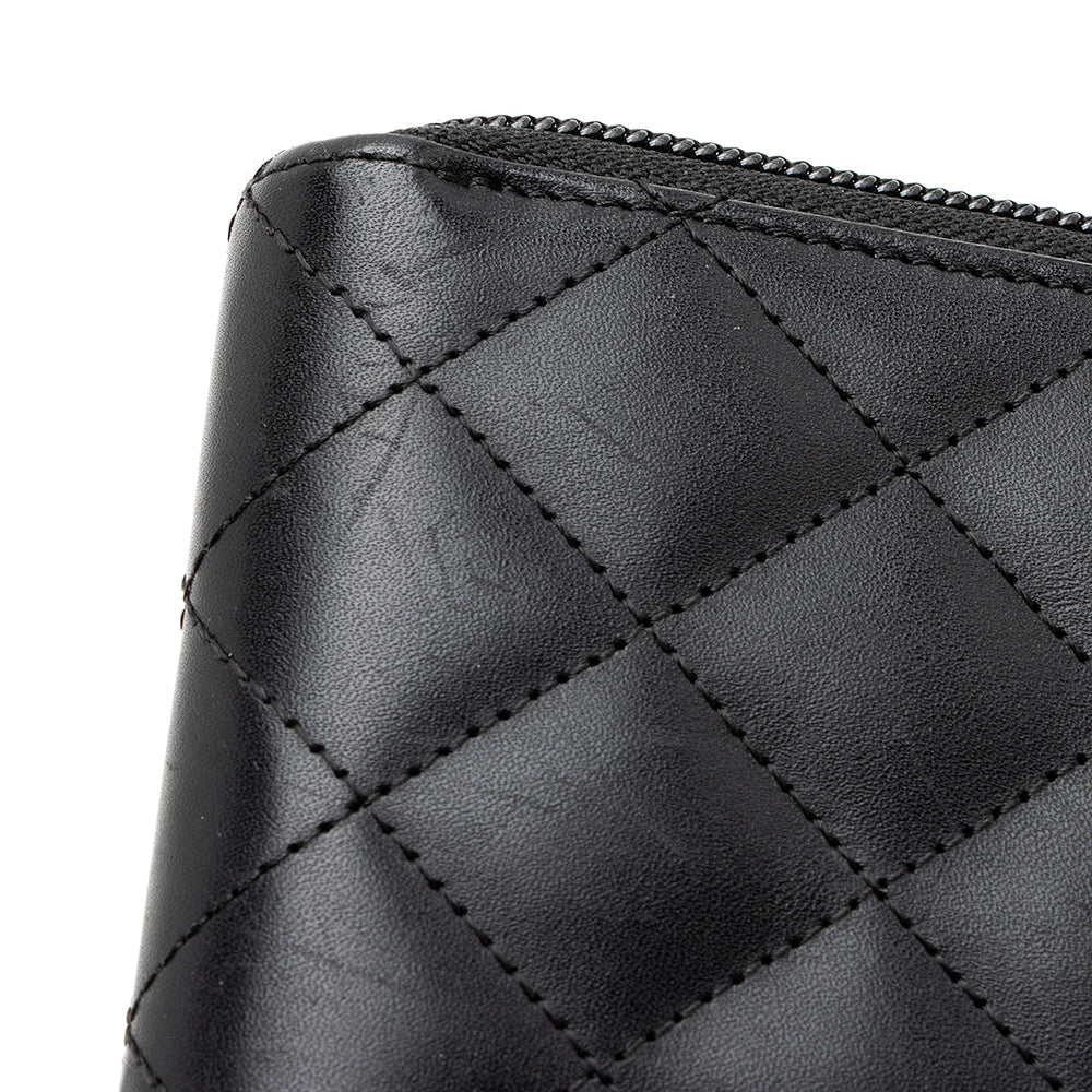 Chanel Quilted Lambskin Ligne Cambon Zip Wallet (SHF-20078)