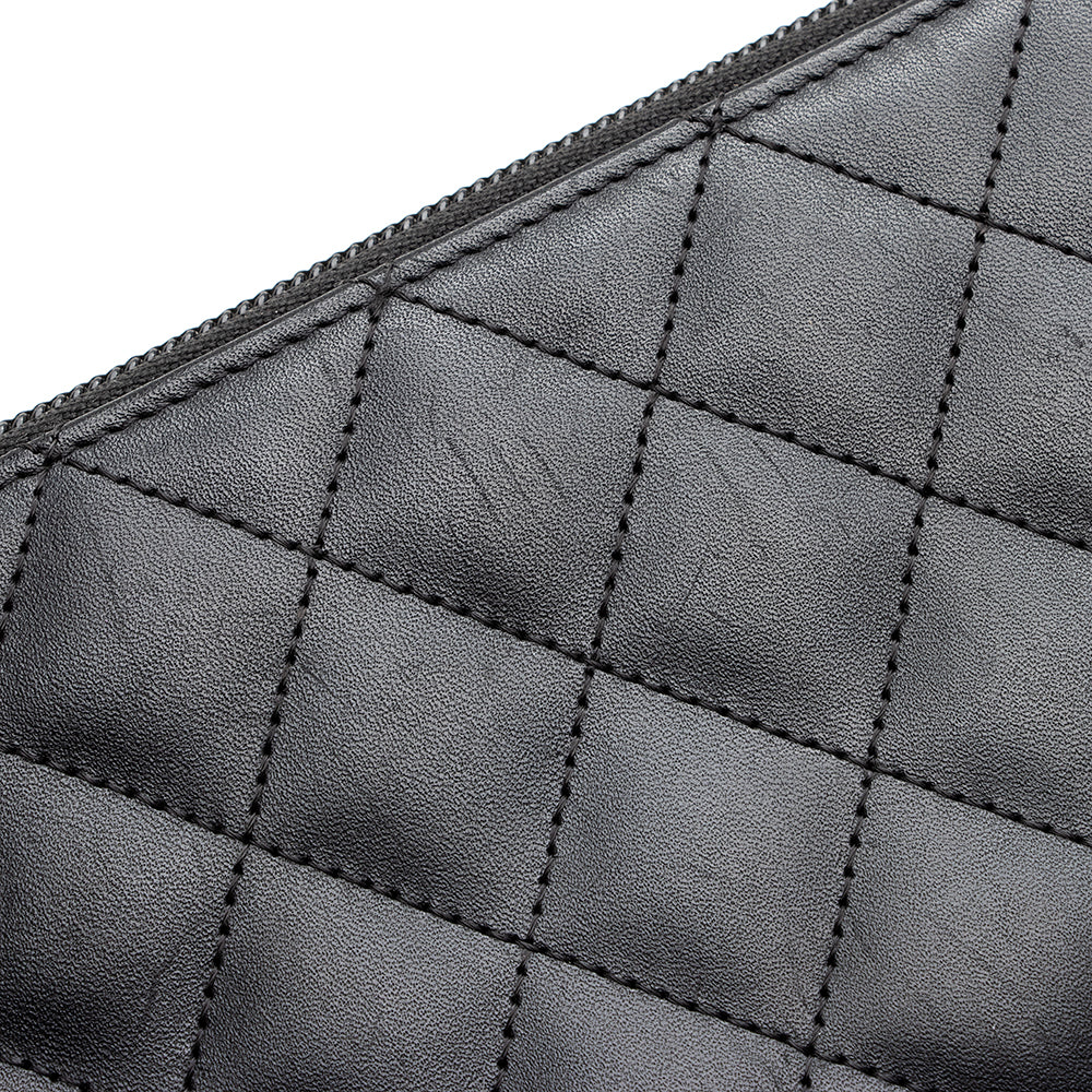 Chanel Quilted Lambskin Ligne Cambon Zip Wallet (SHF-20078)