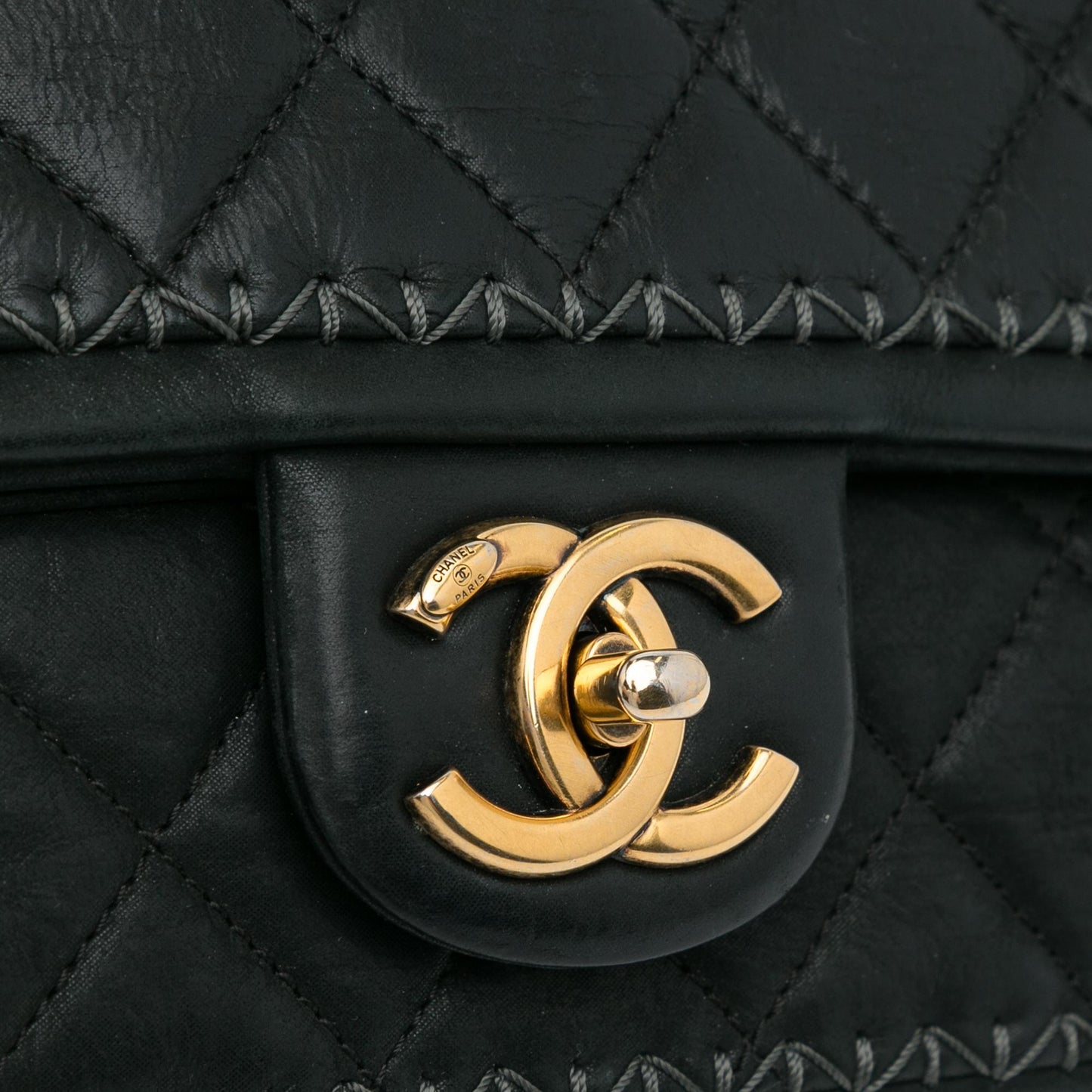Chanel Quilted Lambskin Stitch Single Flap (SHG-usc1SB)