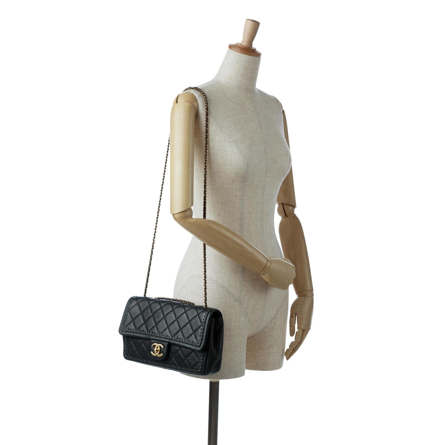 Chanel Quilted Lambskin Stitch Single Flap (SHG-usc1SB)