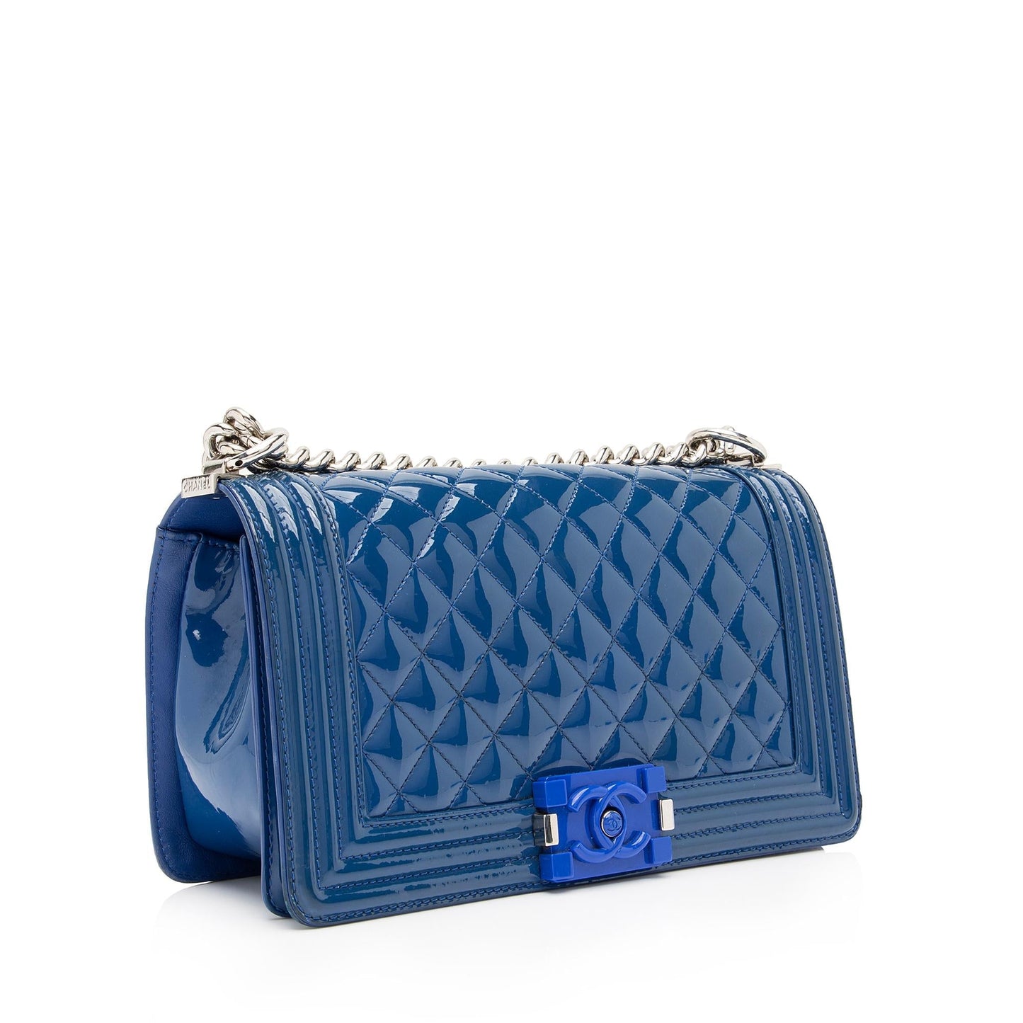 Chanel Patent Leather Plexiglass Medium Boy Bag (SHF-23613)
