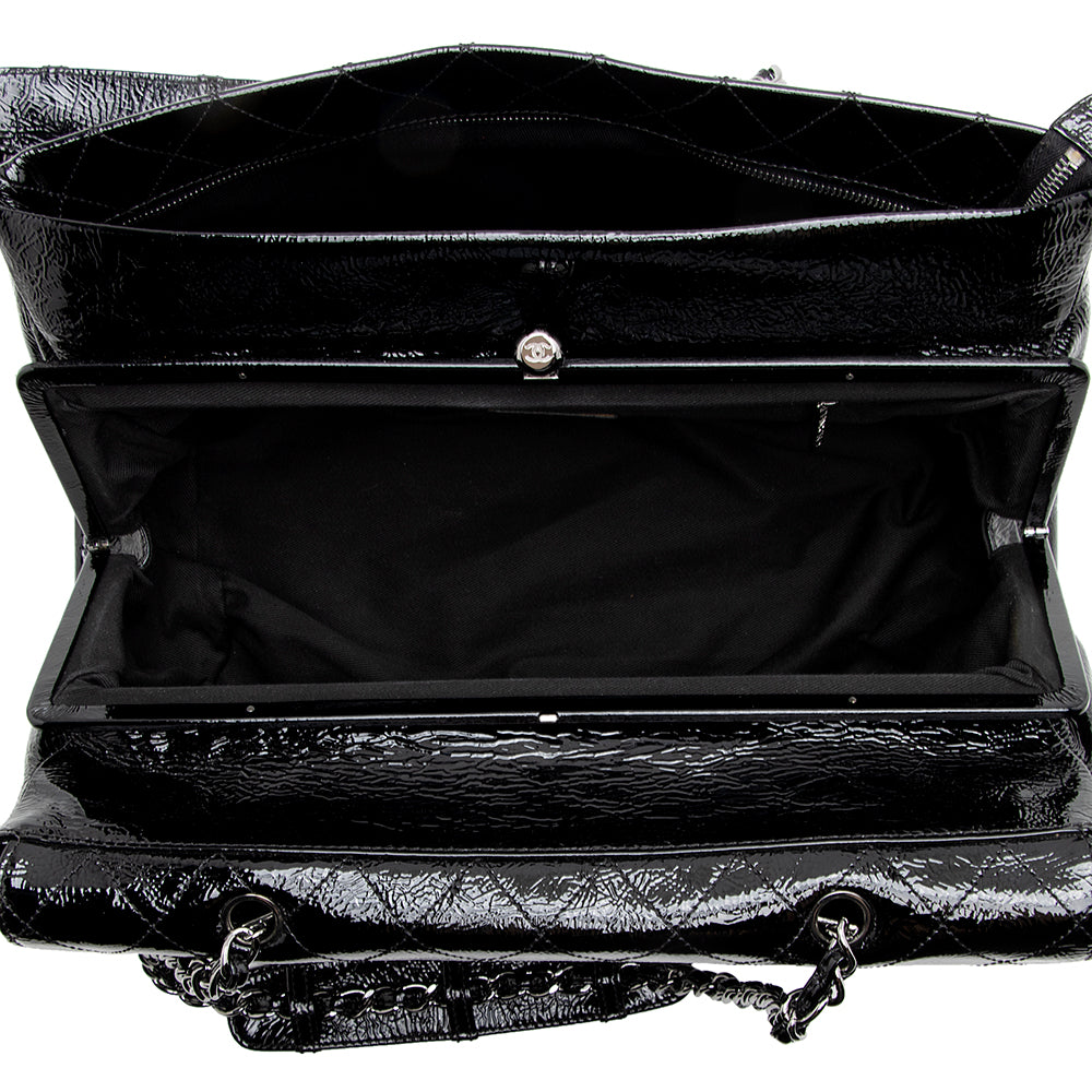Chanel Quilted Patent Leather Ritz Flap Bag (SHF-17954)