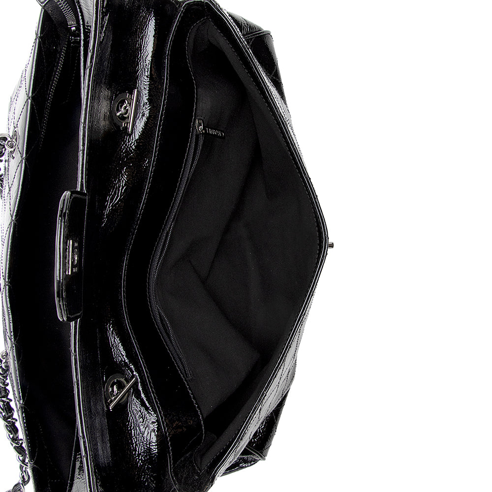 Chanel Quilted Patent Leather Ritz Flap Bag (SHF-17954)