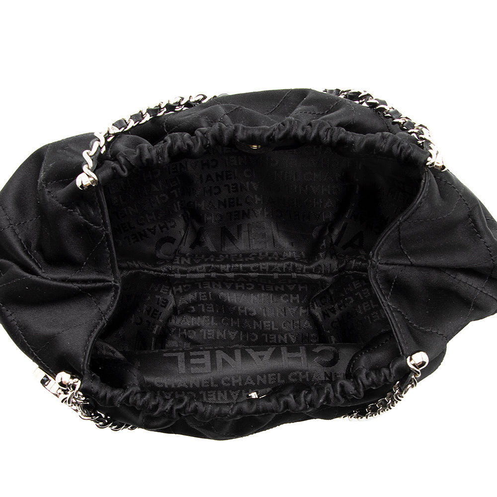 Chanel Quilted Satin CC Charm Mini Hobo (SHF-19277)
