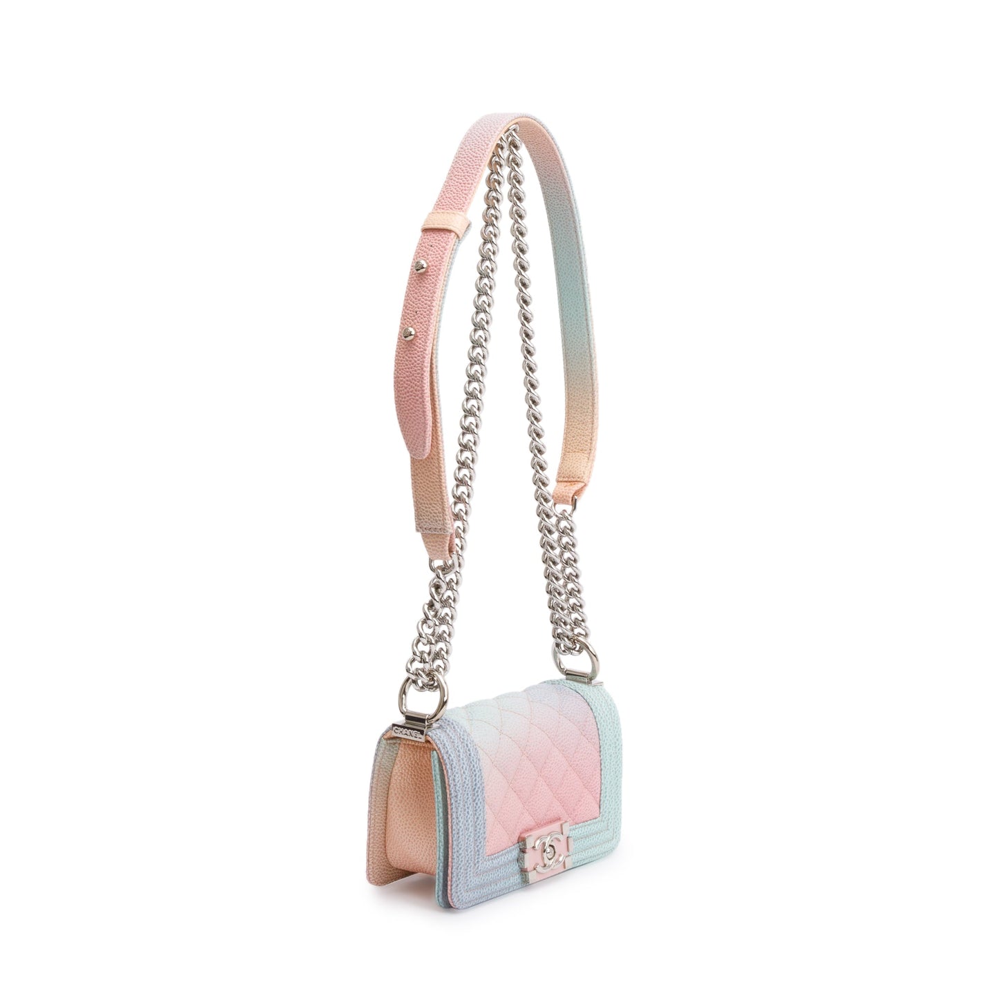 Chanel Rainbow Caviar Leather Mini Boy Flap Bag w/ Authenticity Card