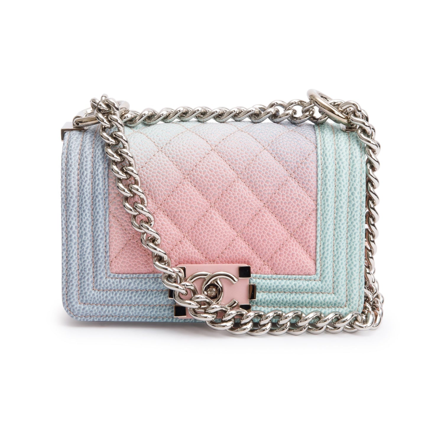 Chanel Rainbow Caviar Leather Mini Boy Flap Bag w/ Authenticity Card