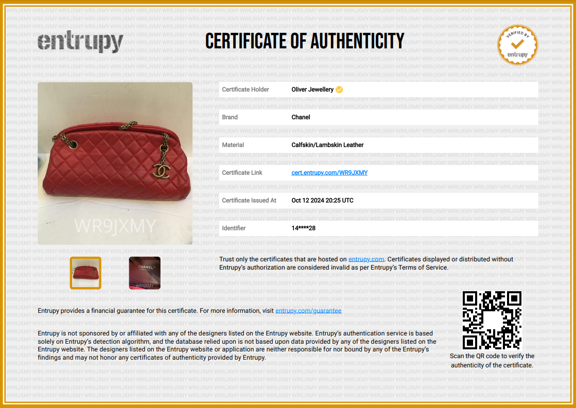 Chanel Red Lambskin Leather Just Mademoiselle Medium Bowler Bag w/ Authenticity Card