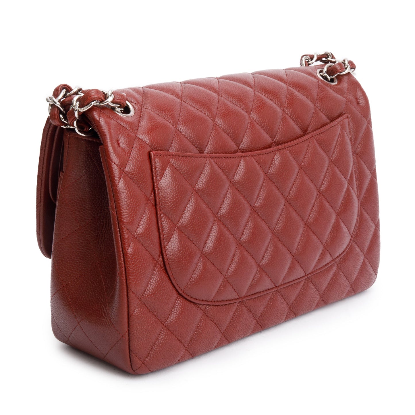 Chanel Red Quilted Caviar Leather Classic Jumbo Double Flap Bag w/ Box & Authenticity Card