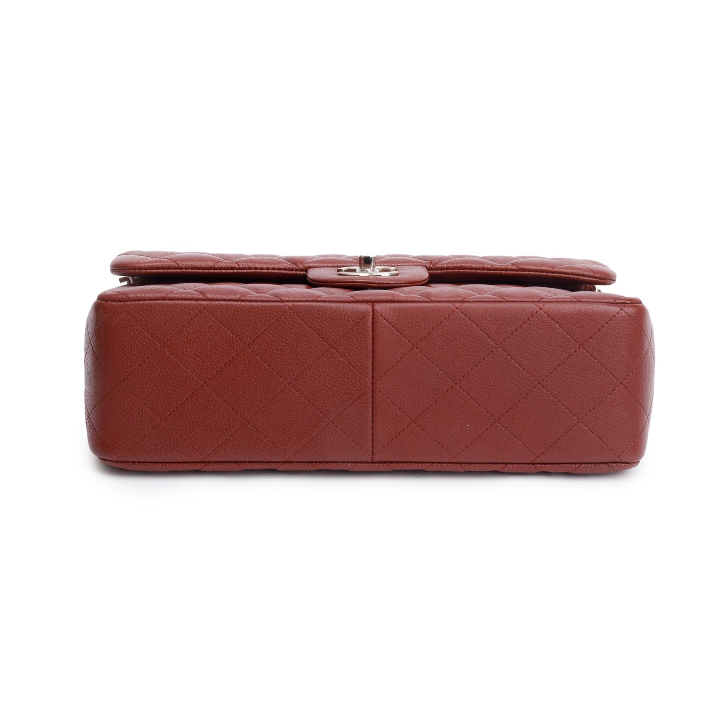 Chanel Red Quilted Caviar Leather Classic Jumbo Double Flap Bag w/ Box & Authenticity Card