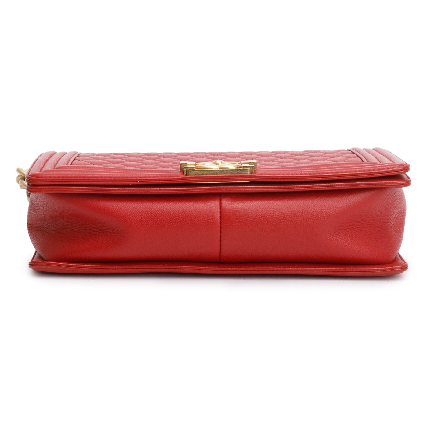 Chanel Red Quilted Caviar Leather Large Boy Bag w/ Authenticity Card