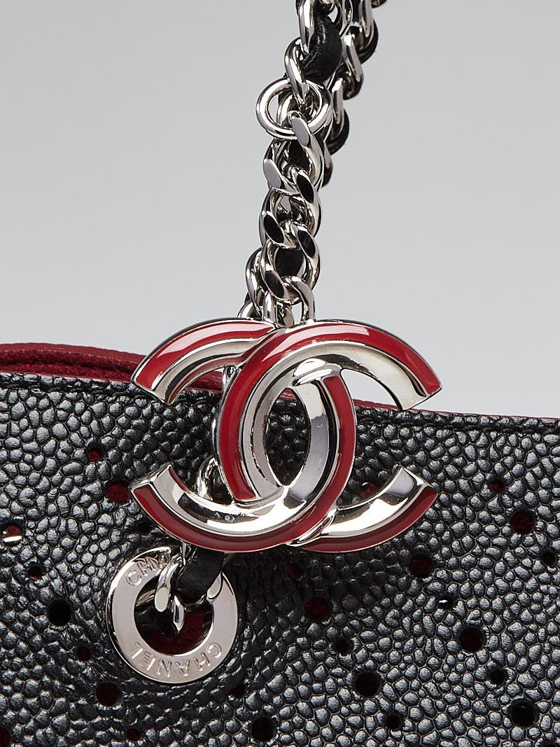 Chanel Perforated Grained Calfskin Accordion Shopping Tote With Pouch
