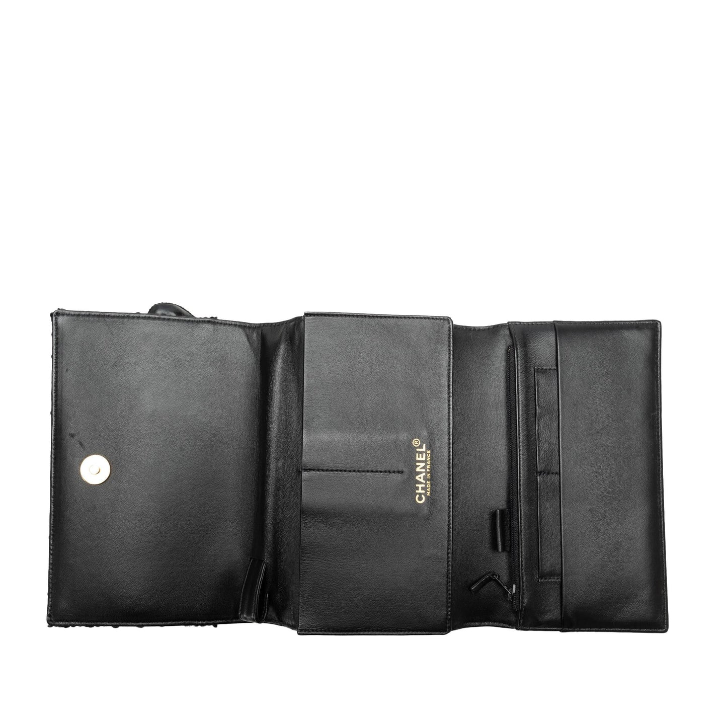 Chanel Tweed Chocolate Bar Camellia Clutch (SHG-6UFZfw)