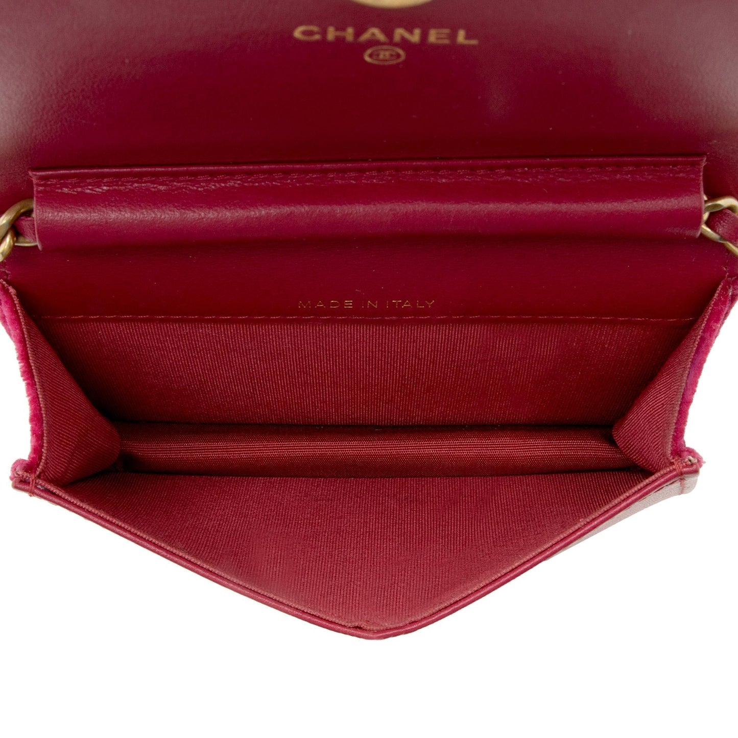 Chanel Velvet Camellia Flap Coin Purse on Chain (SHF-22731)
