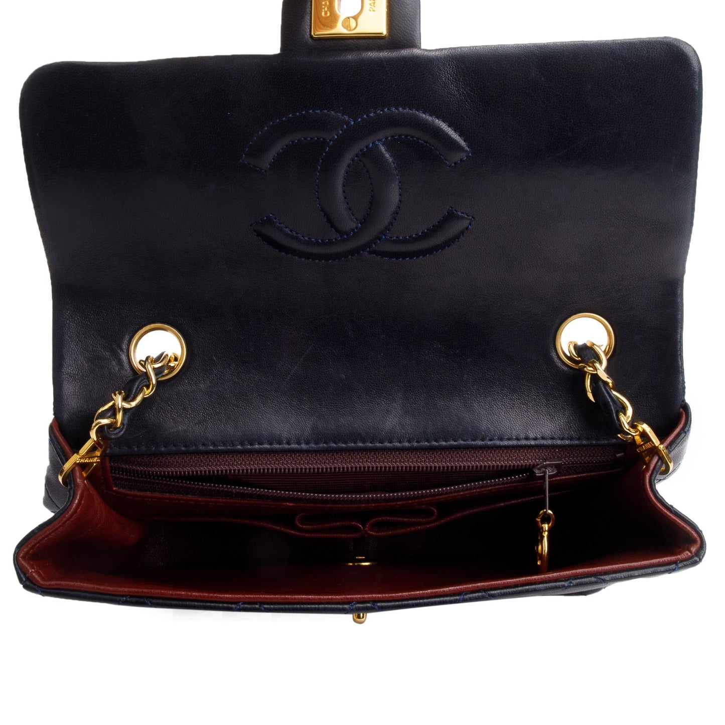 Chanel Vintage Black Leather Small Square Single Flap Bag